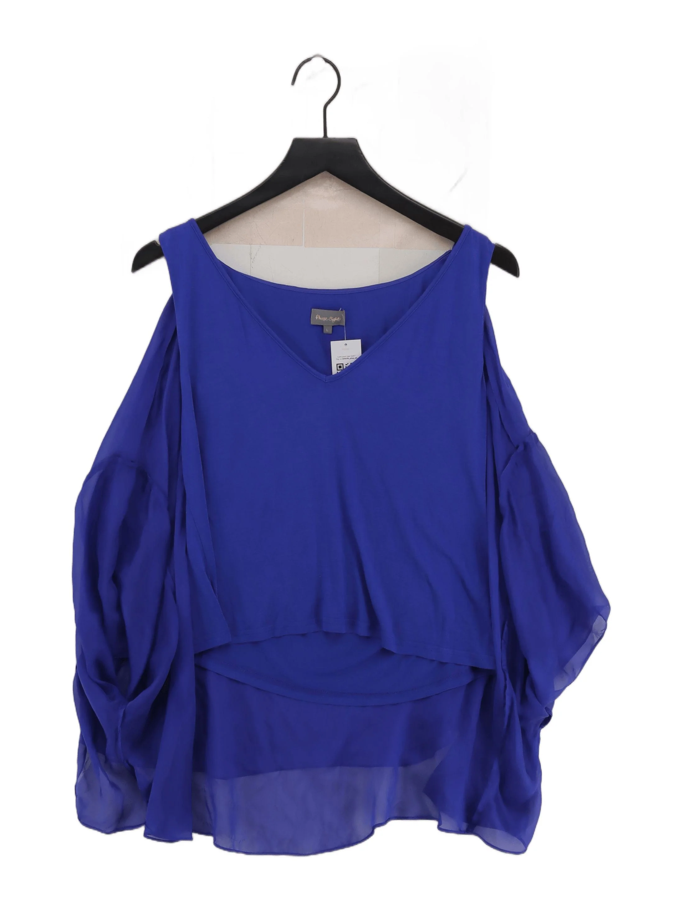 Phase Eight Women's Top L Blue Silk with Viscose, Elastane Basic