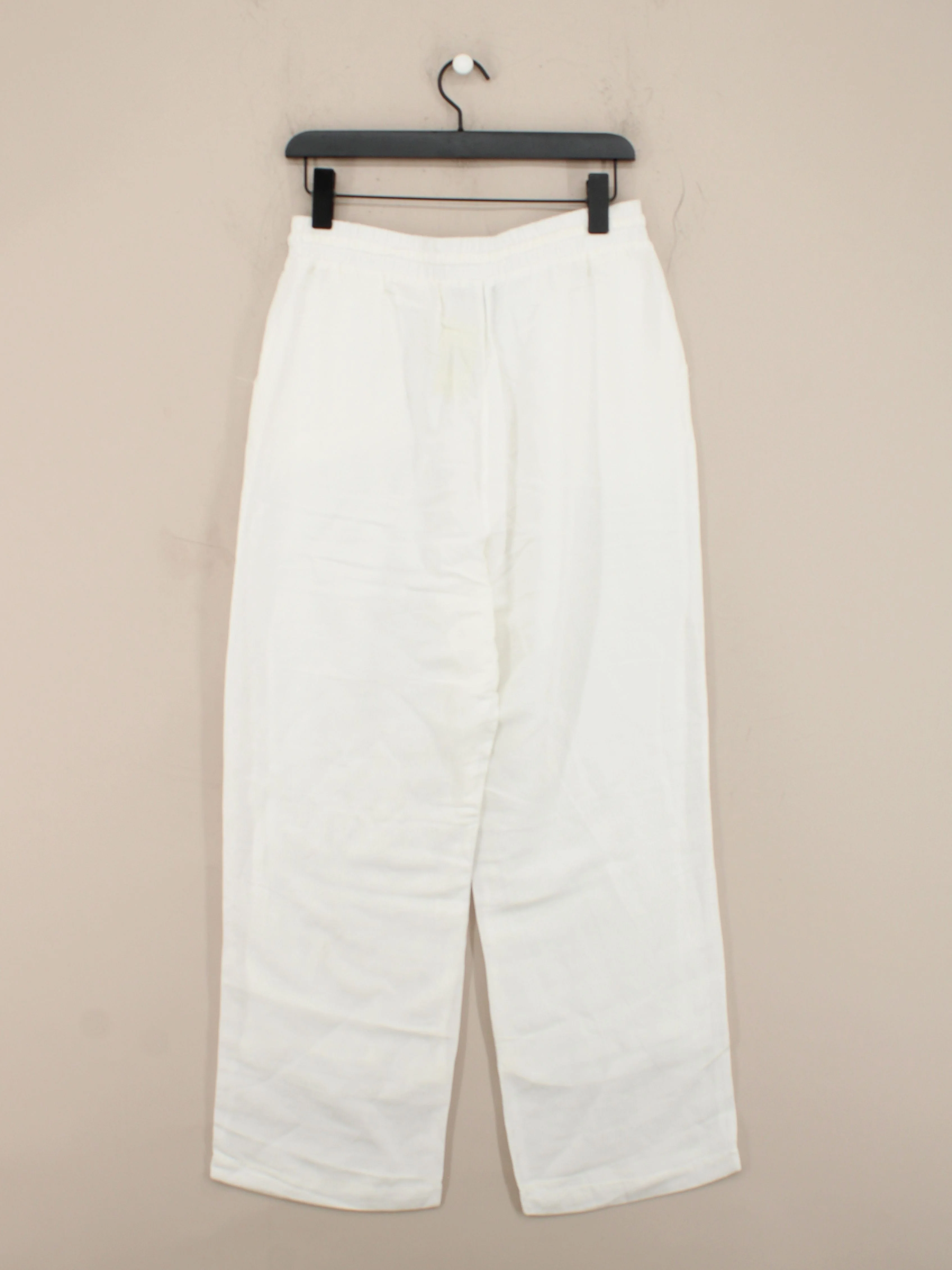Picadilly Women's Trousers UK 14 White Viscose with Linen Wide-Leg Chino - Image 2