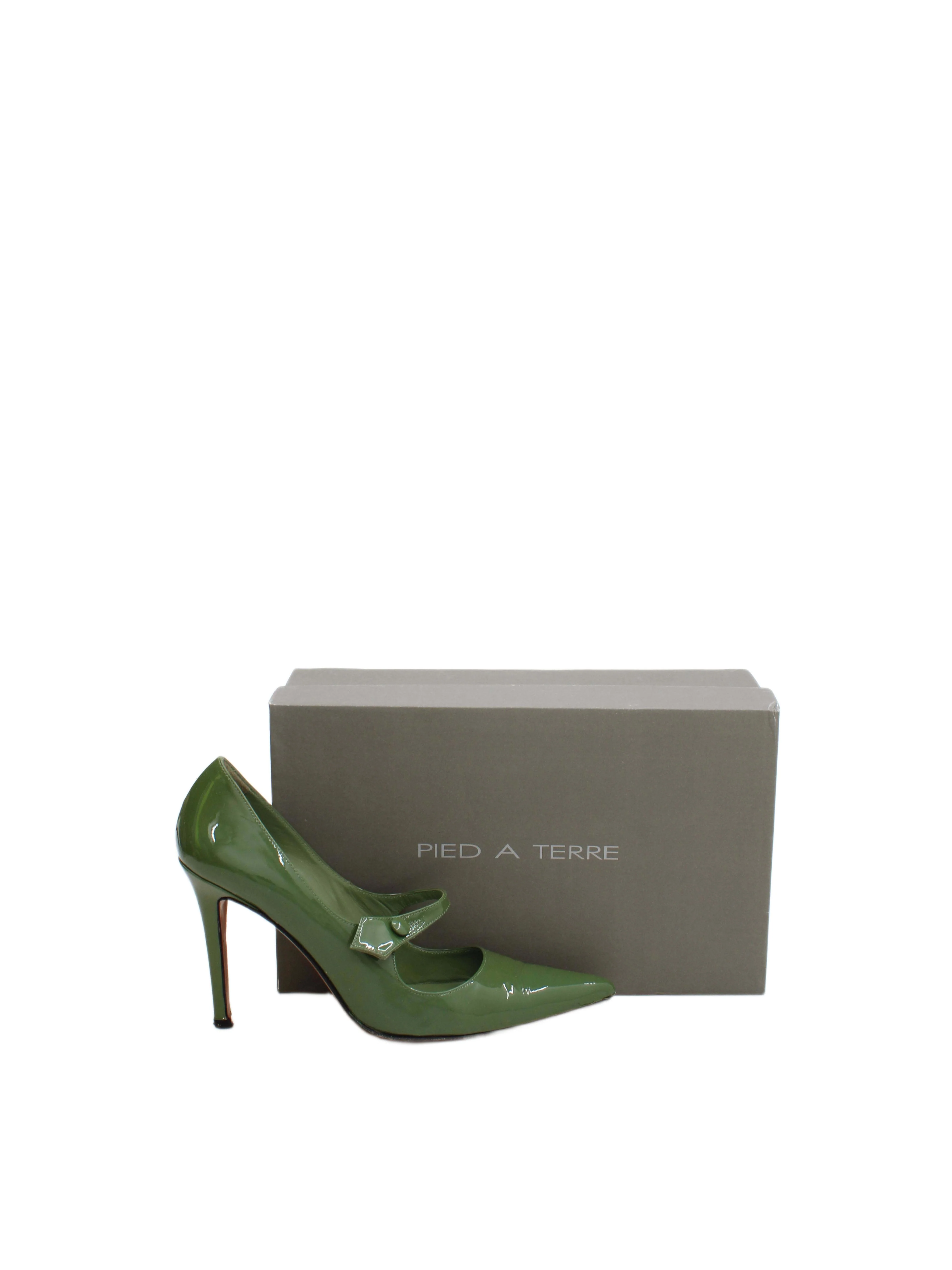 Pied A Terre Women's Heels UK 6 Green 100% Leather Court