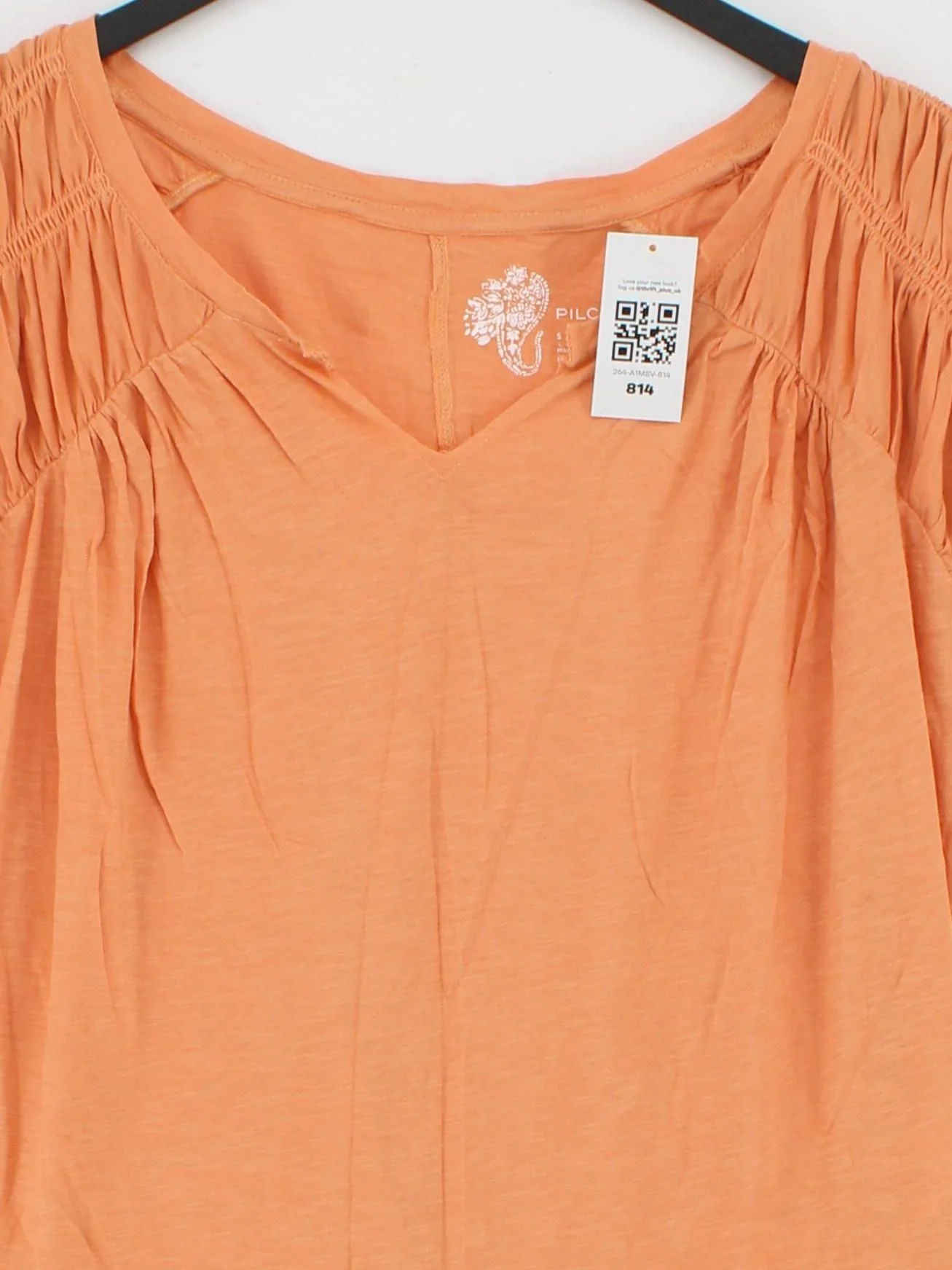 Pilcro Women's T-Shirt S Orange 100% Cotton Short Sleeve V-Neck Basic - Image 3
