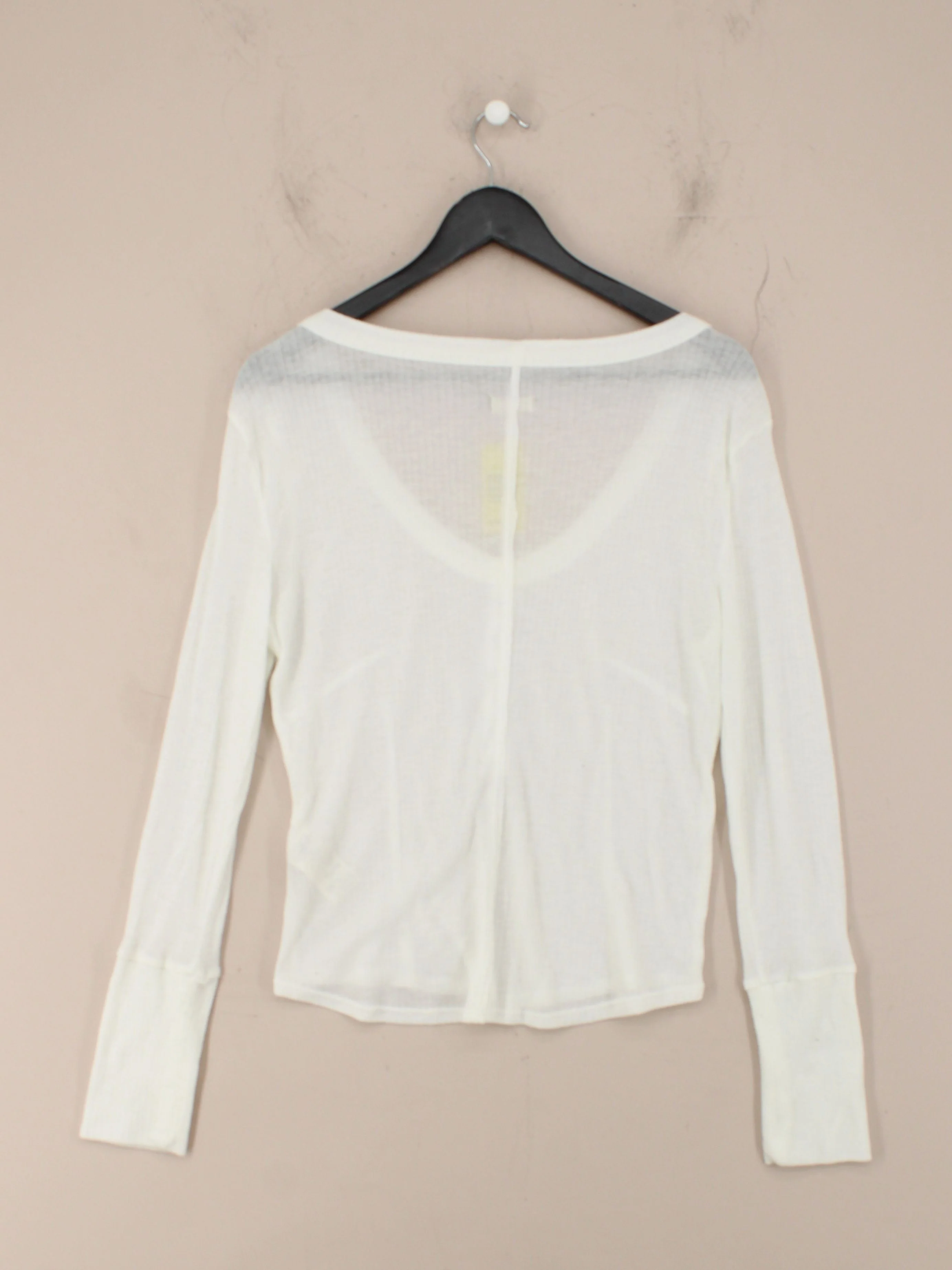 Pilcro Women's Top L White Polyester with Viscose Long Sleeve Round Neck Basic - Image 2