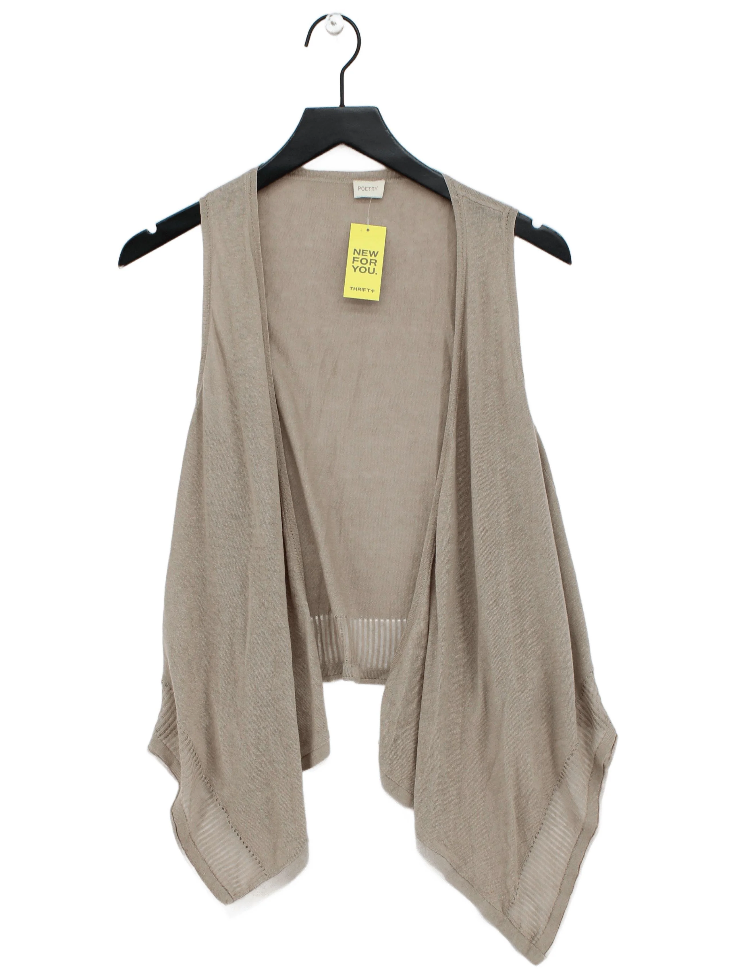 Poetry Women's Cardigan UK 10 Tan Silk with Linen V-Neck Cardigan