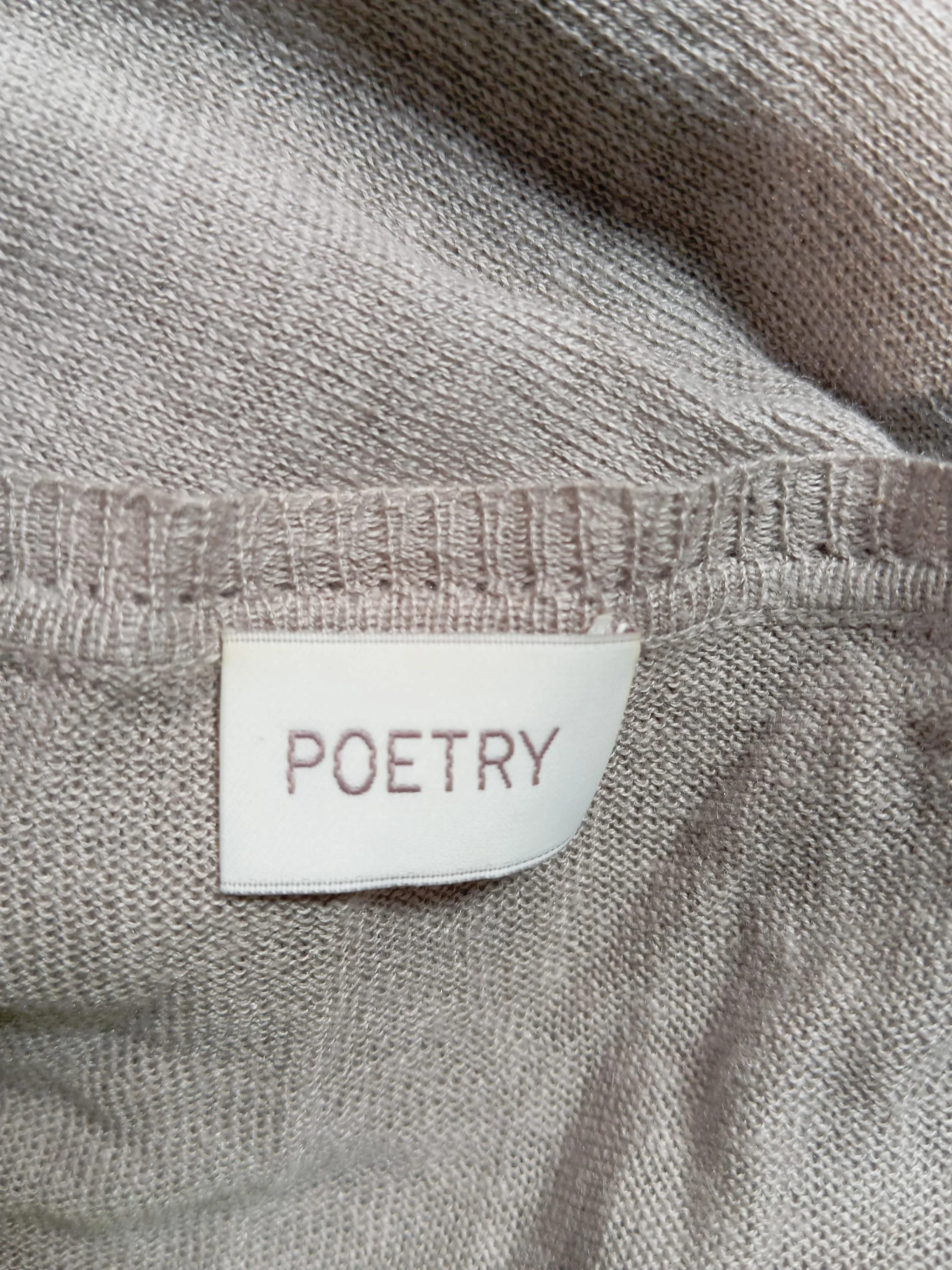 Poetry Women's Cardigan UK 10 Tan Silk with Linen V-Neck Cardigan - Image 5