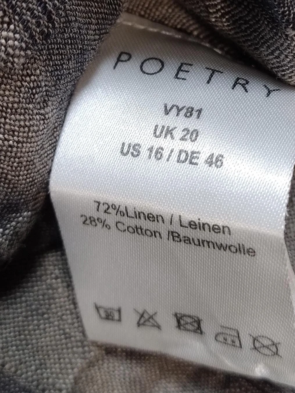 Poetry Women's Shirt UK 20 Grey Linen with Cotton Basic - Image 6