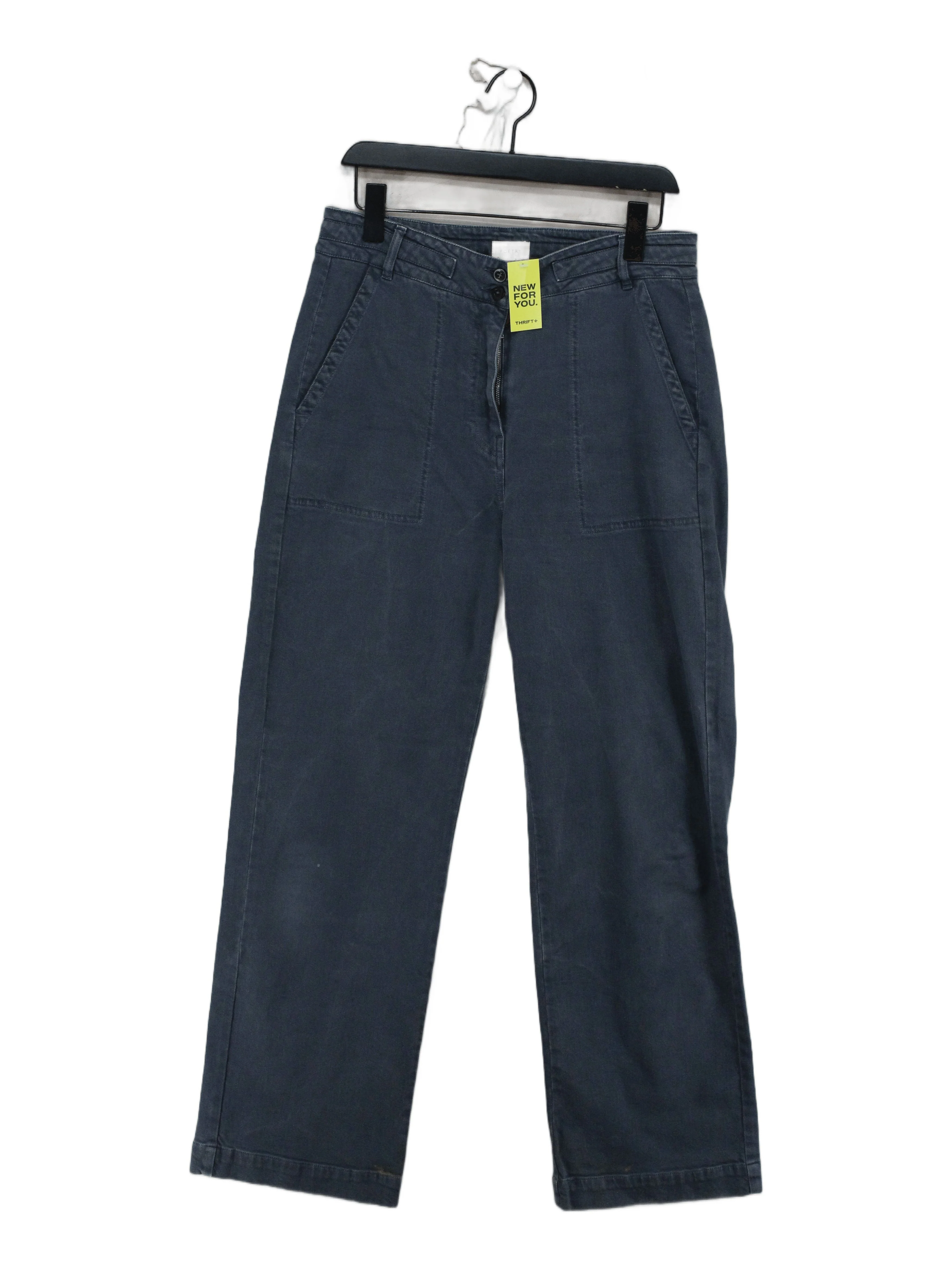 Poetry Women's Trousers UK 14 Blue Cotton with Elastane, Cotton Wide-Leg Chino