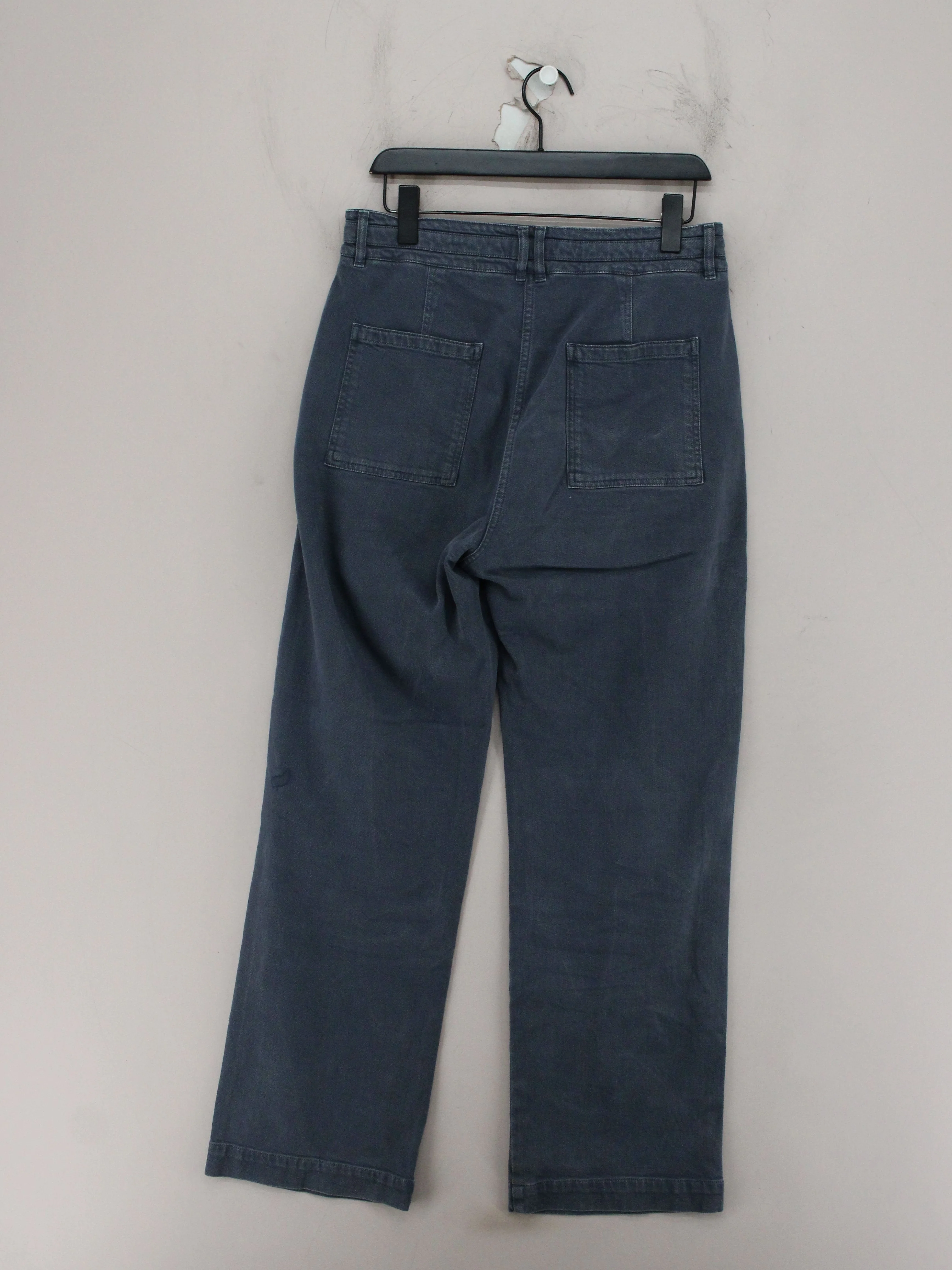 Poetry Women's Trousers UK 14 Blue Cotton with Elastane, Cotton Wide-Leg Chino - Image 2