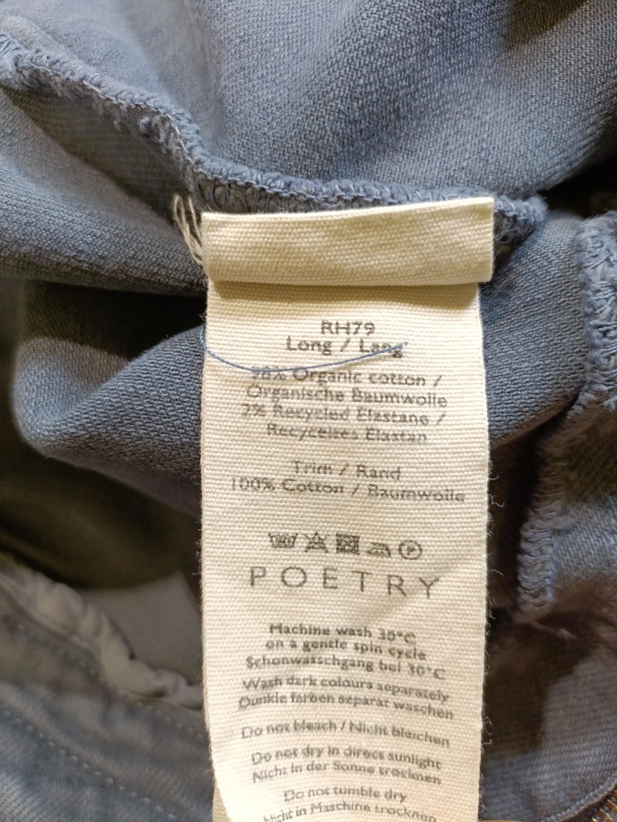Poetry Women's Trousers UK 14 Blue Cotton with Elastane, Cotton Wide-Leg Chino - Image 7