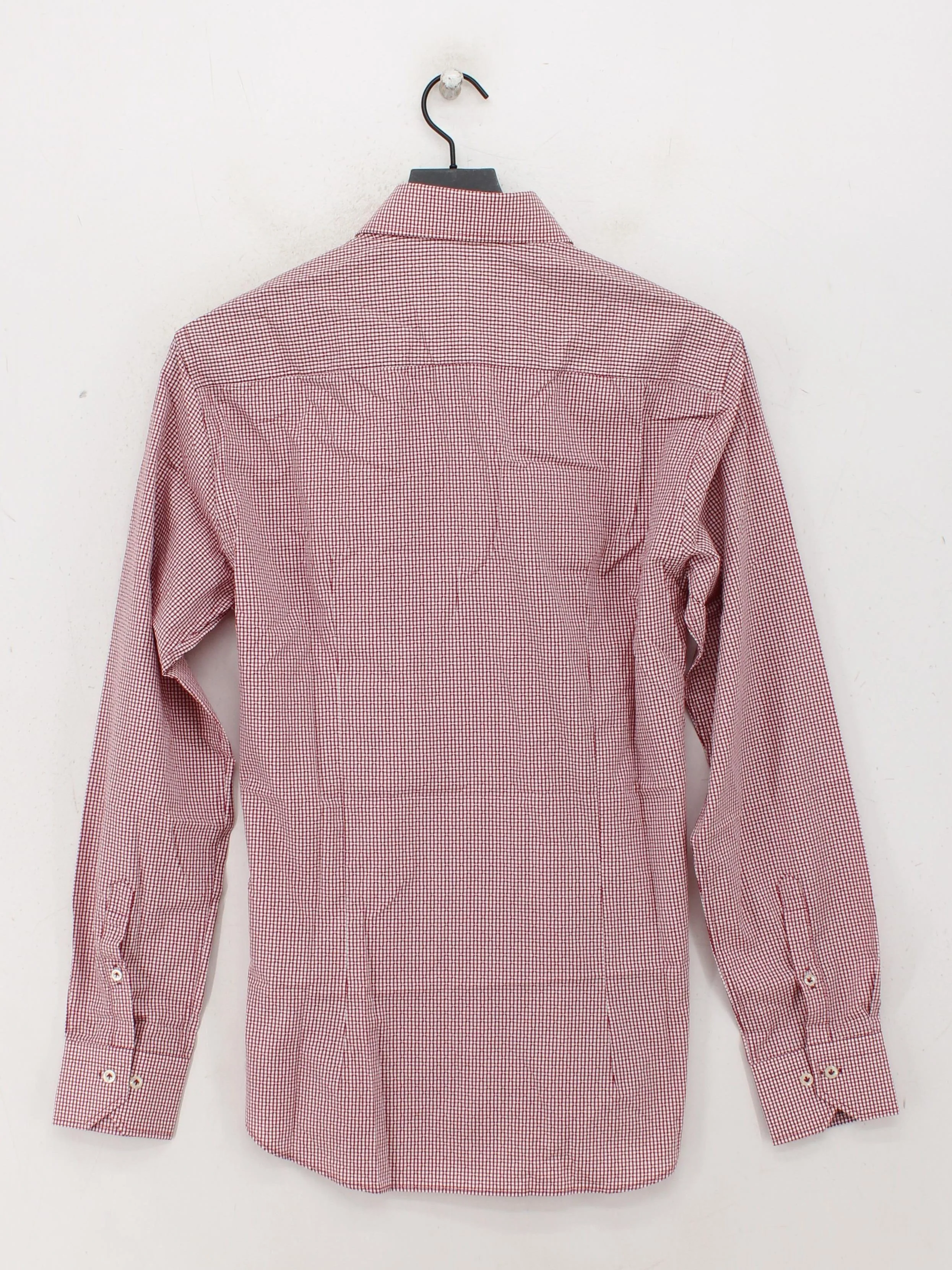 Poggianti Men's Shirt Chest: 39 in Red Checkered 100% Cotton Basic - Image 2