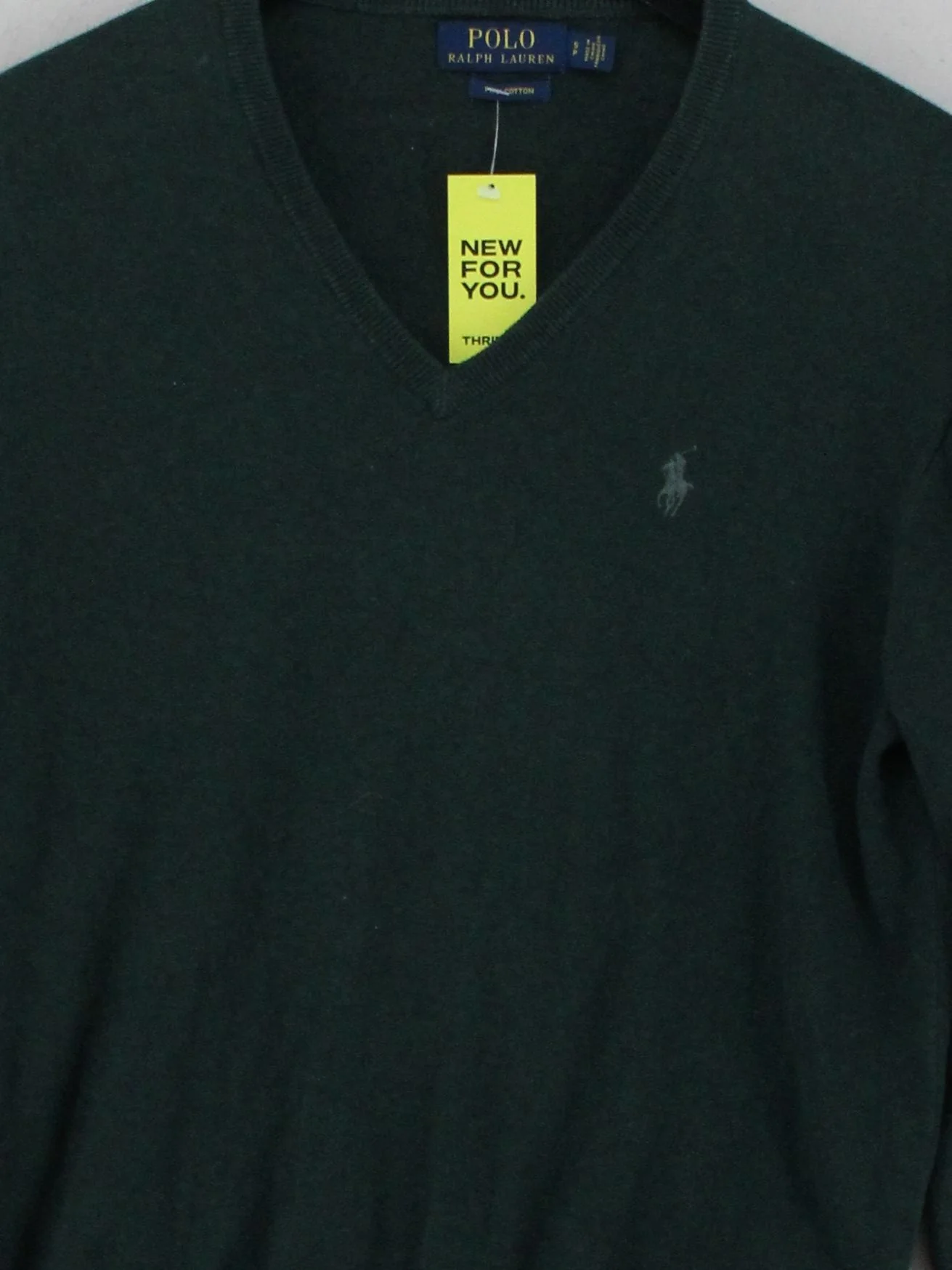 Polo Ralph Lauren Men's Jumper S Green 100% Cotton V-Neck Pullover - Image 3