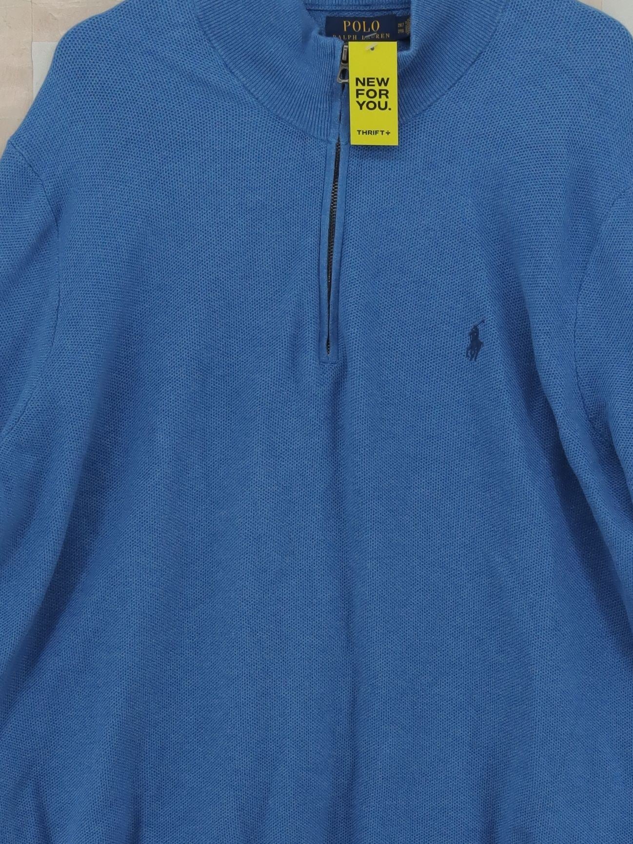Polo Ralph Lauren Men's Jumper XXL Blue 100% Cotton Mock Neck Pullover - Image 3