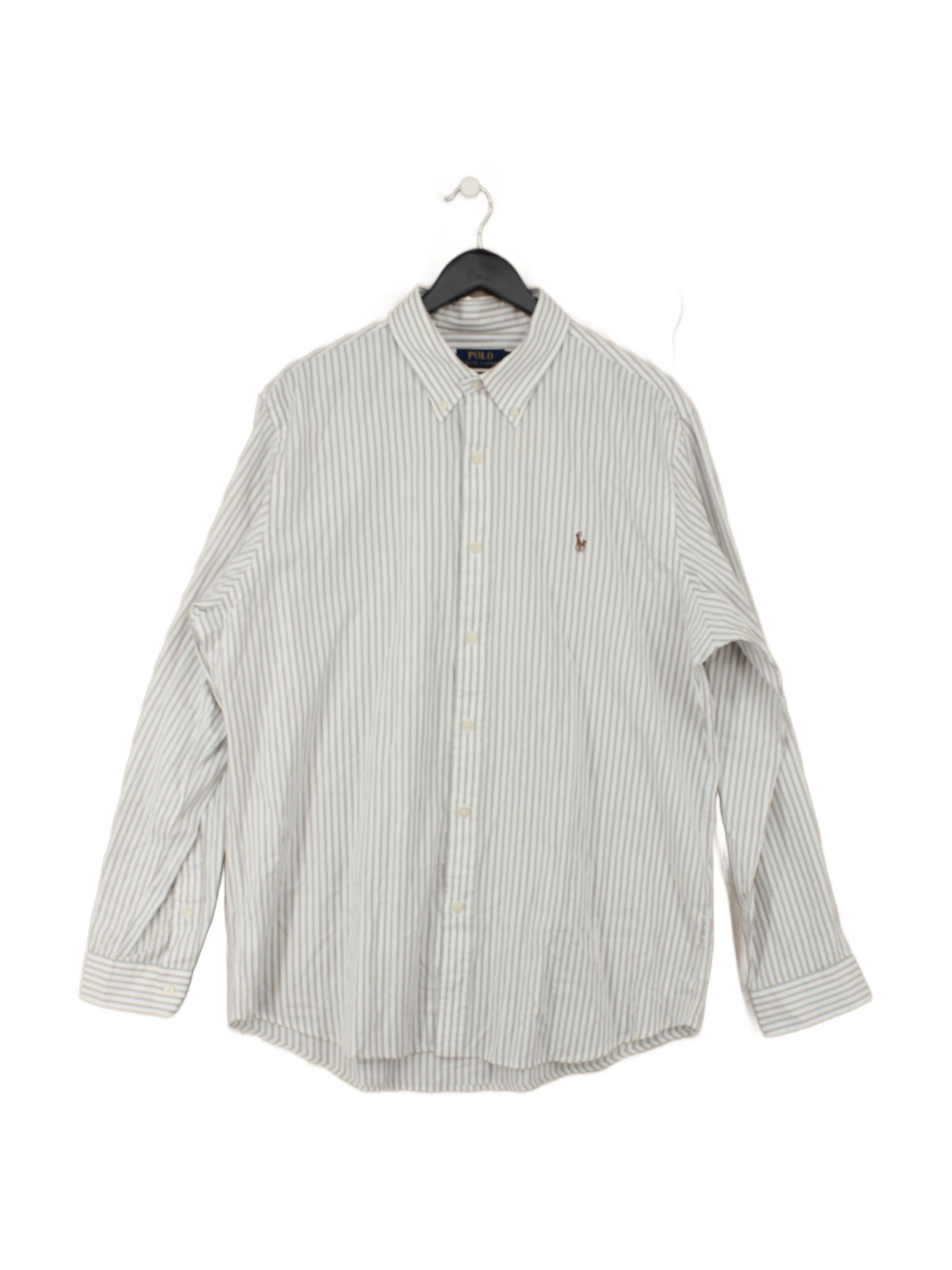 Polo Ralph Lauren Men's Shirt XL White Striped Cotton with Elastane Basic