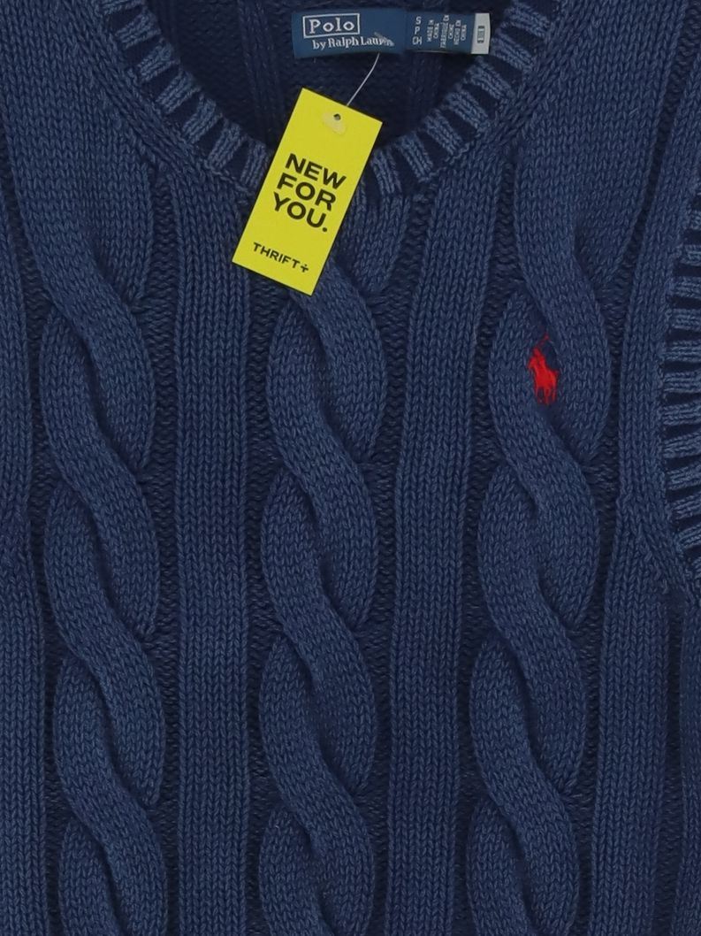 Polo Ralph Lauren Women's Jumper S Blue 100% Cotton Round Neck Vest - Image 3