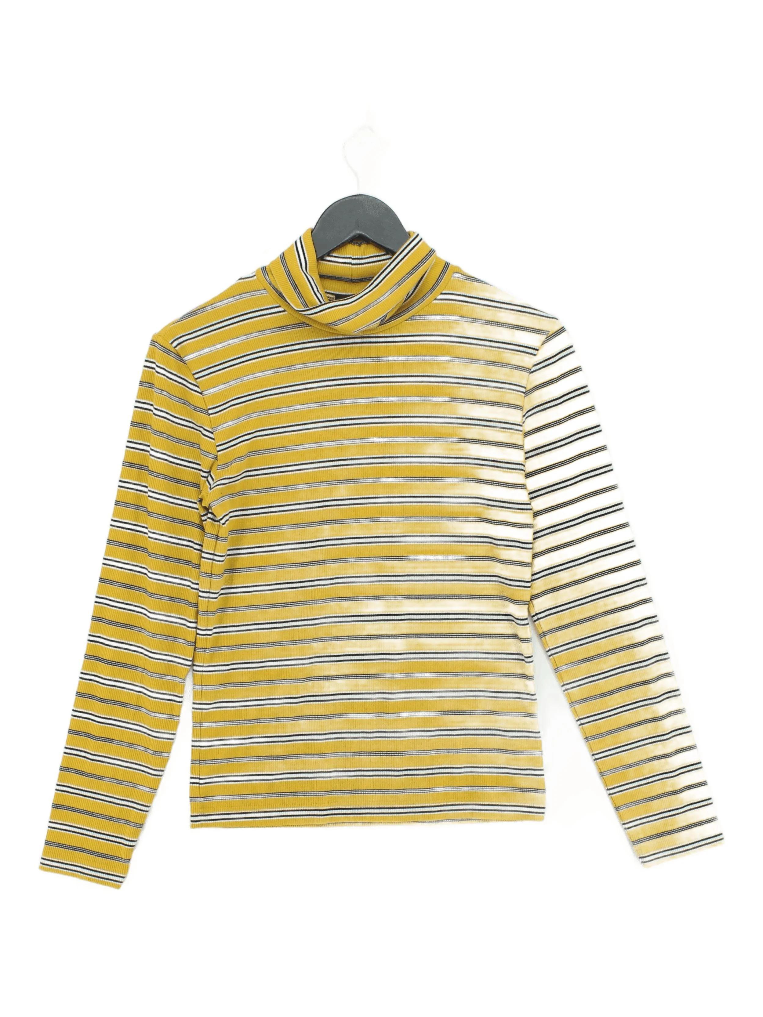 Pop England Women's Top XS Yellow Viscose with Polyester, Elastane Basic