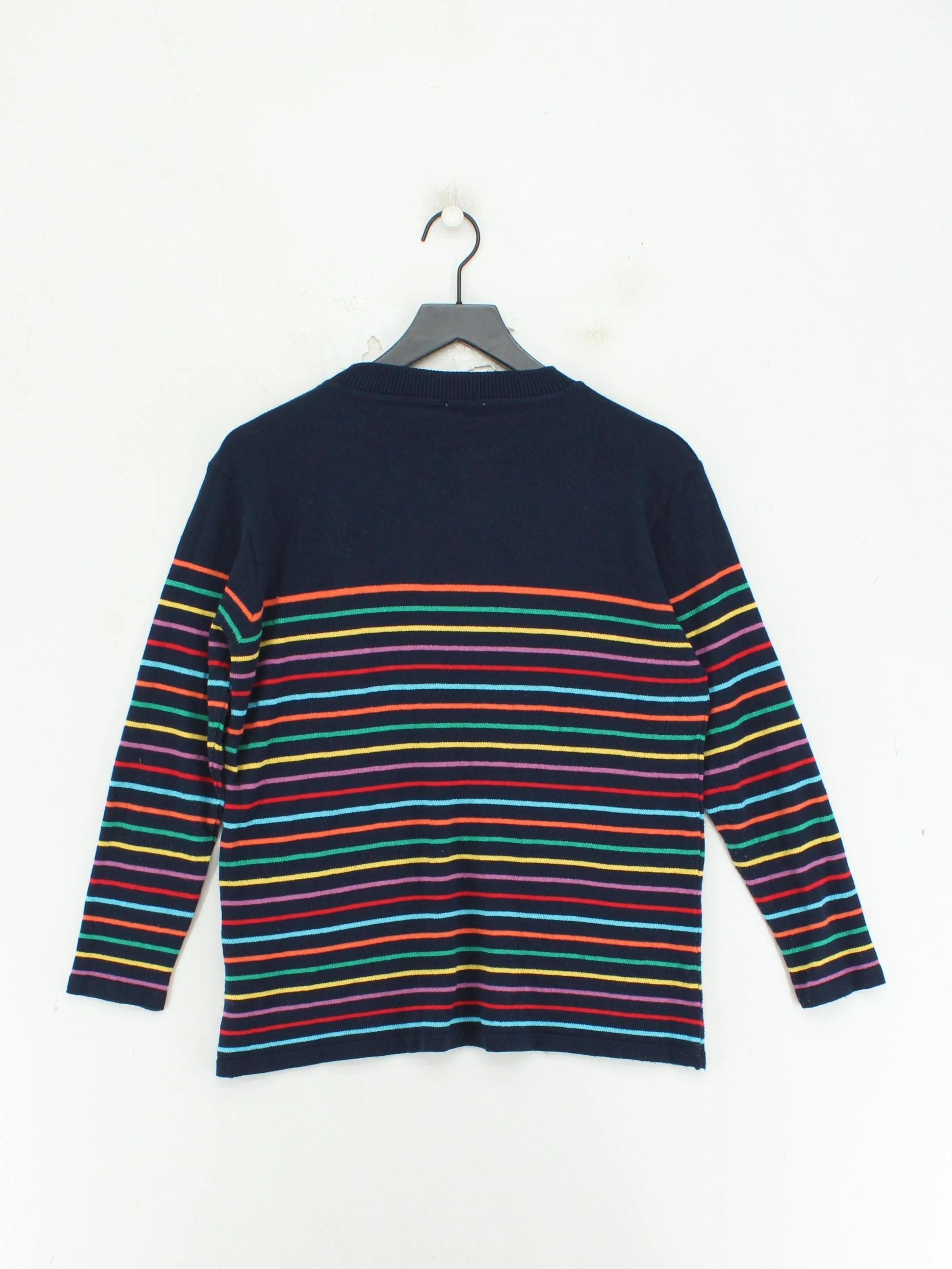 Popsy Women's Jumper L Blue Striped Acrylic with Cotton Crew Neck Pullover - Image 2