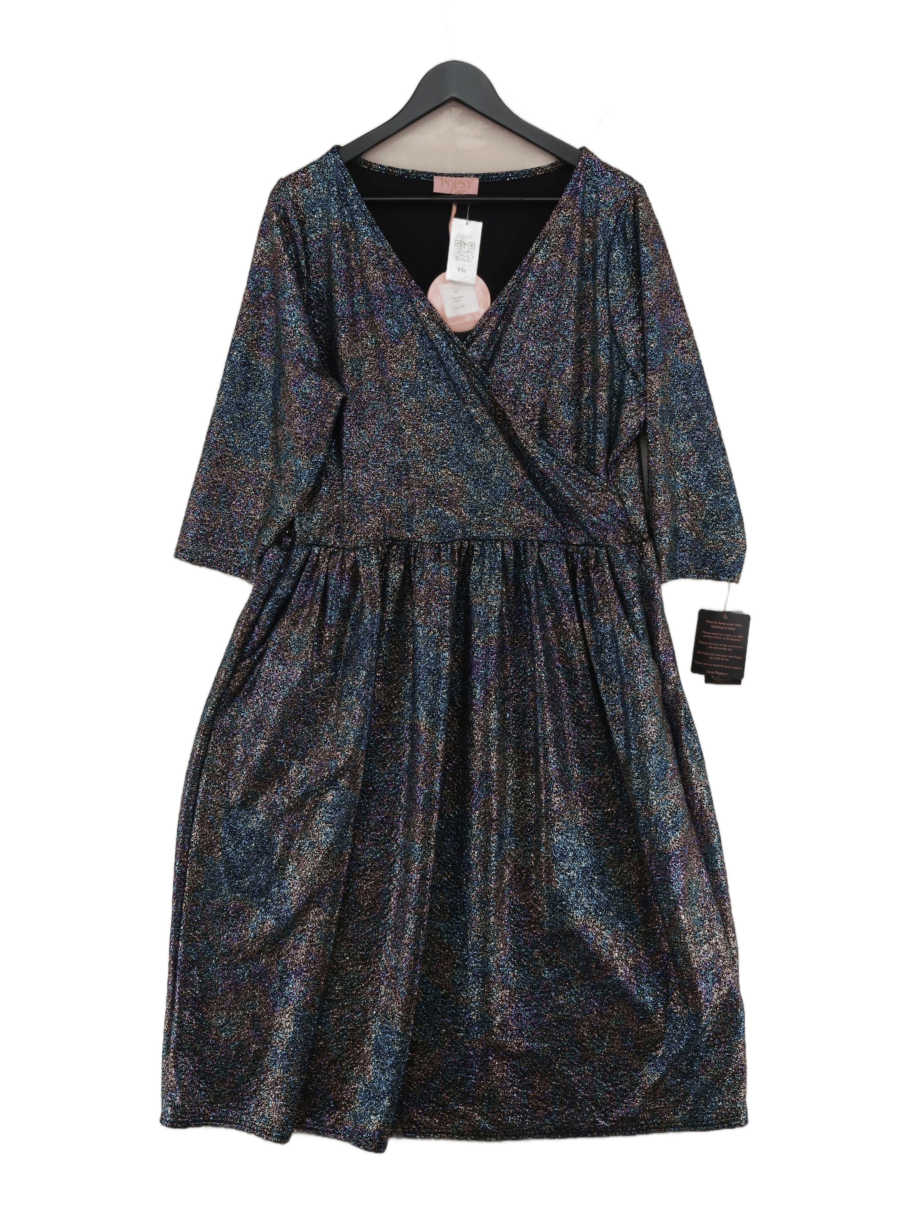 Popsy Wrap Mini Dress UK20 in Multi