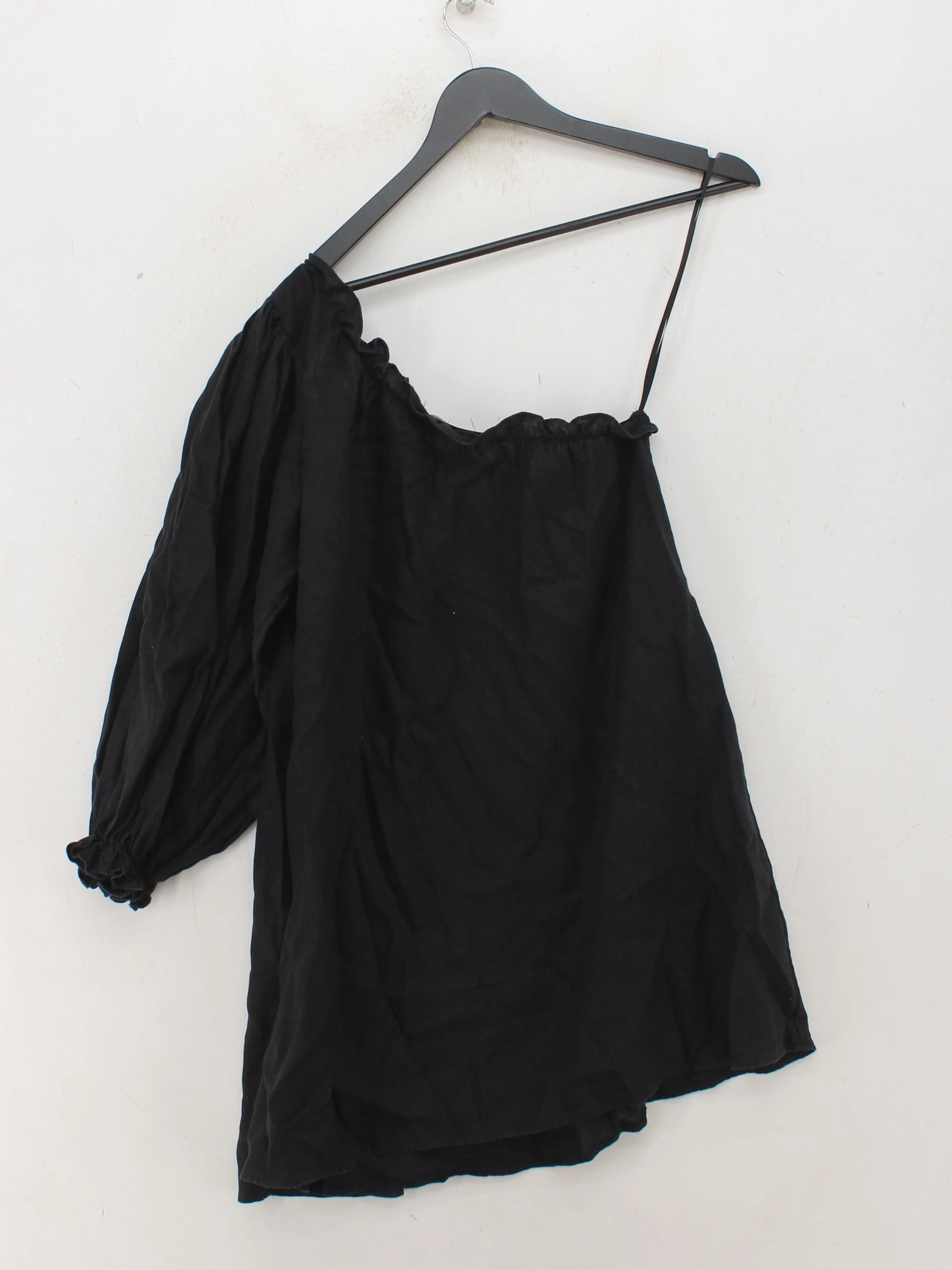 Posse Women's Top S Black 100% Linen Long Sleeve Round Neck Basic - Image 2
