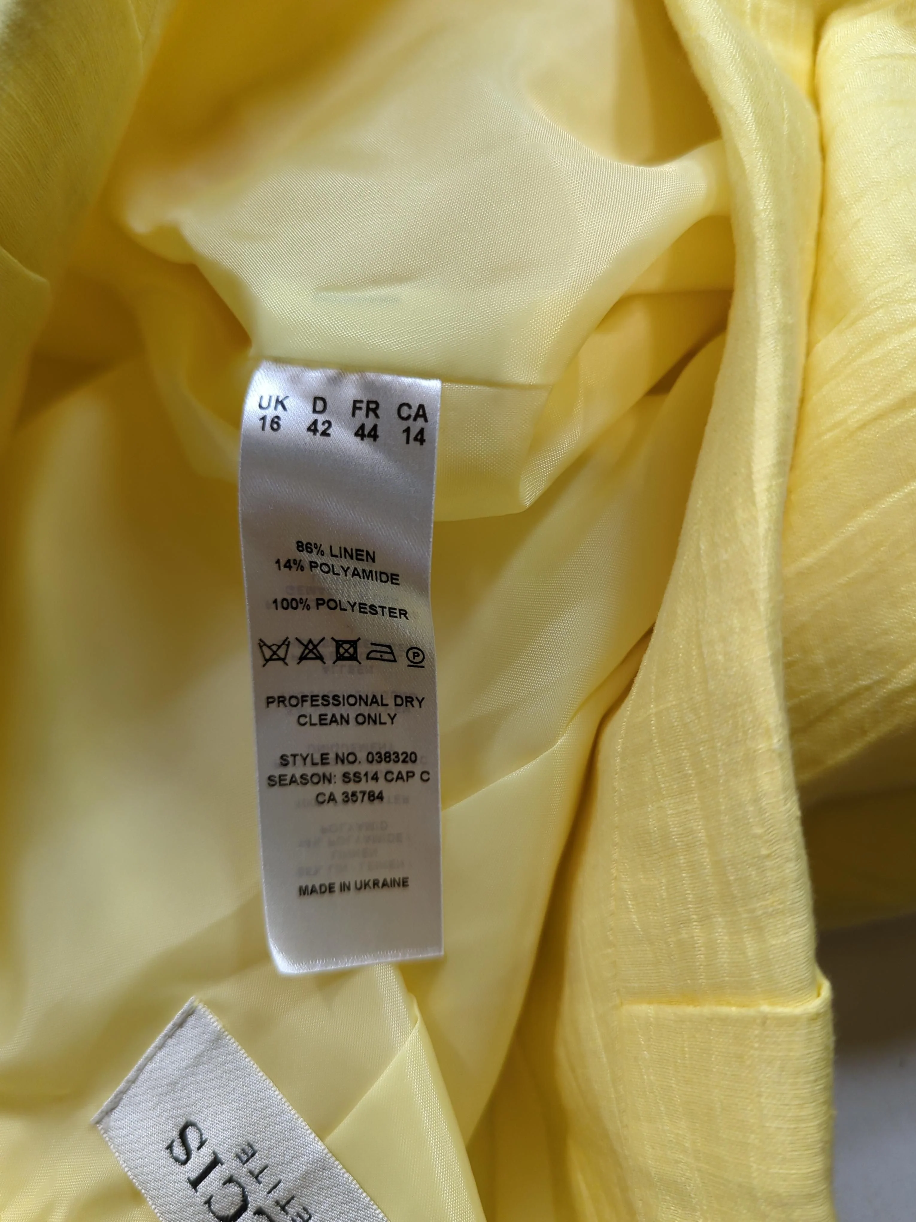 Precis Petite Women's Blazer UK 16 Yellow Linen - Image 6