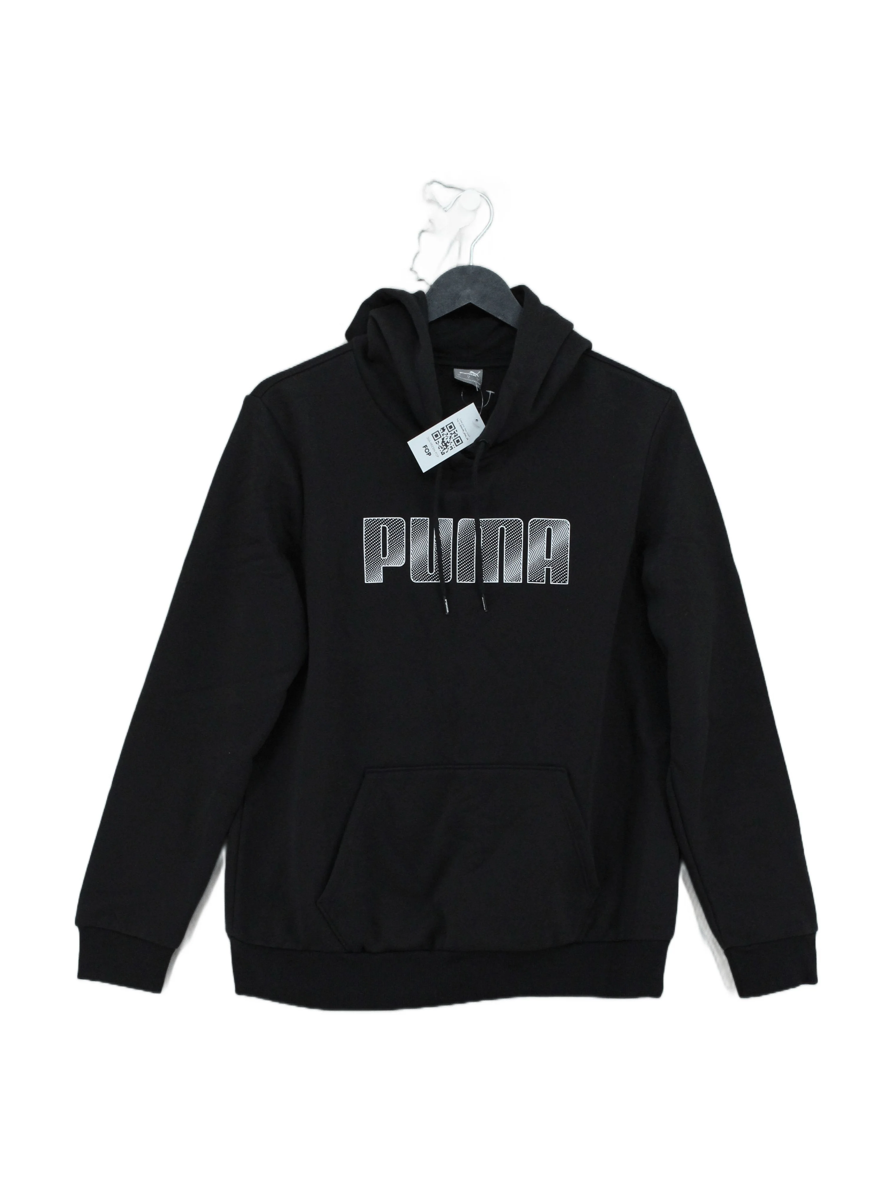Puma Men's Hoodie L Black Graphic Cotton with Polyester Pullover