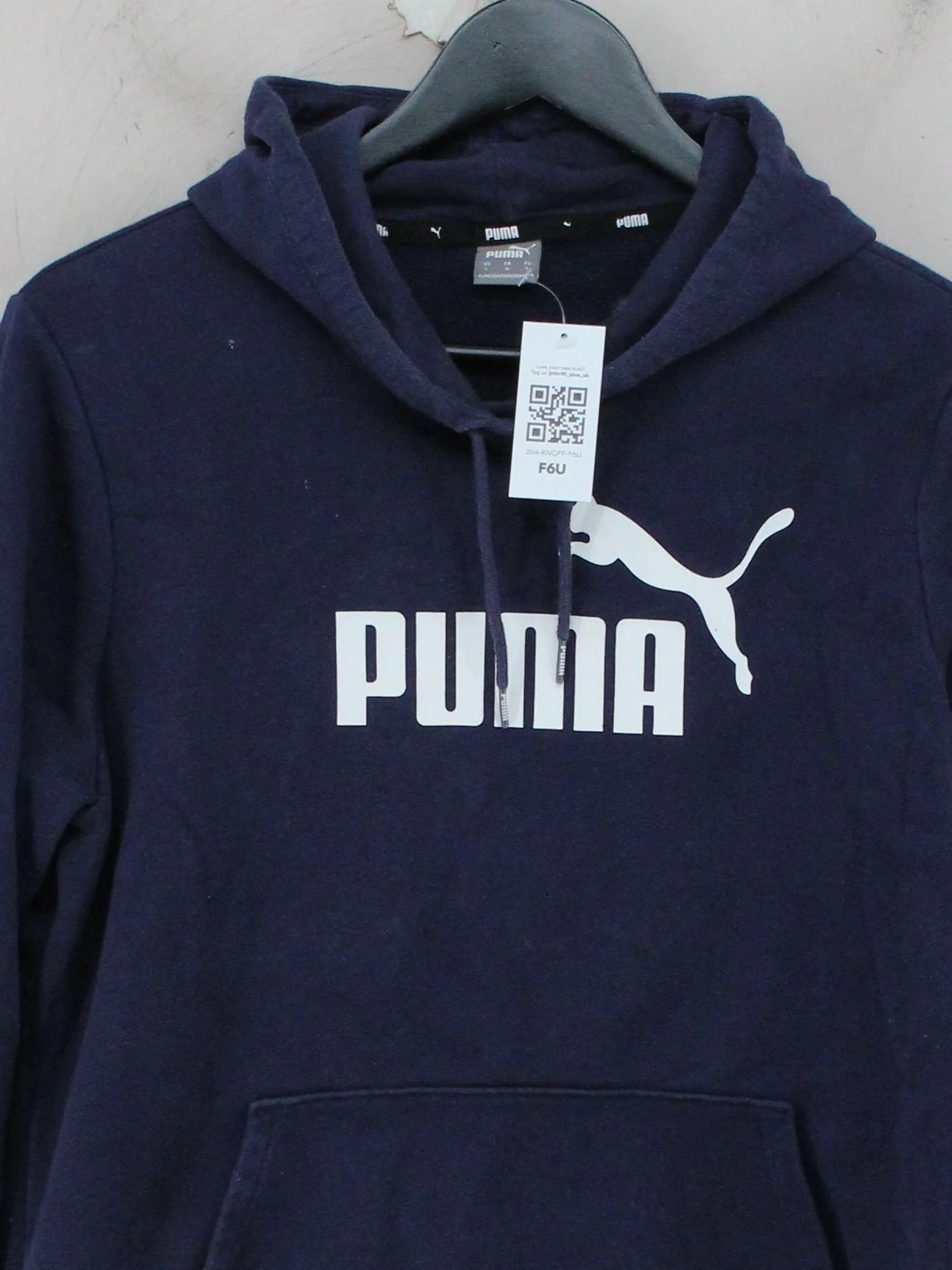 Puma Men's Hoodie L Blue Graphic 100% Cotton Pullover - Image 3