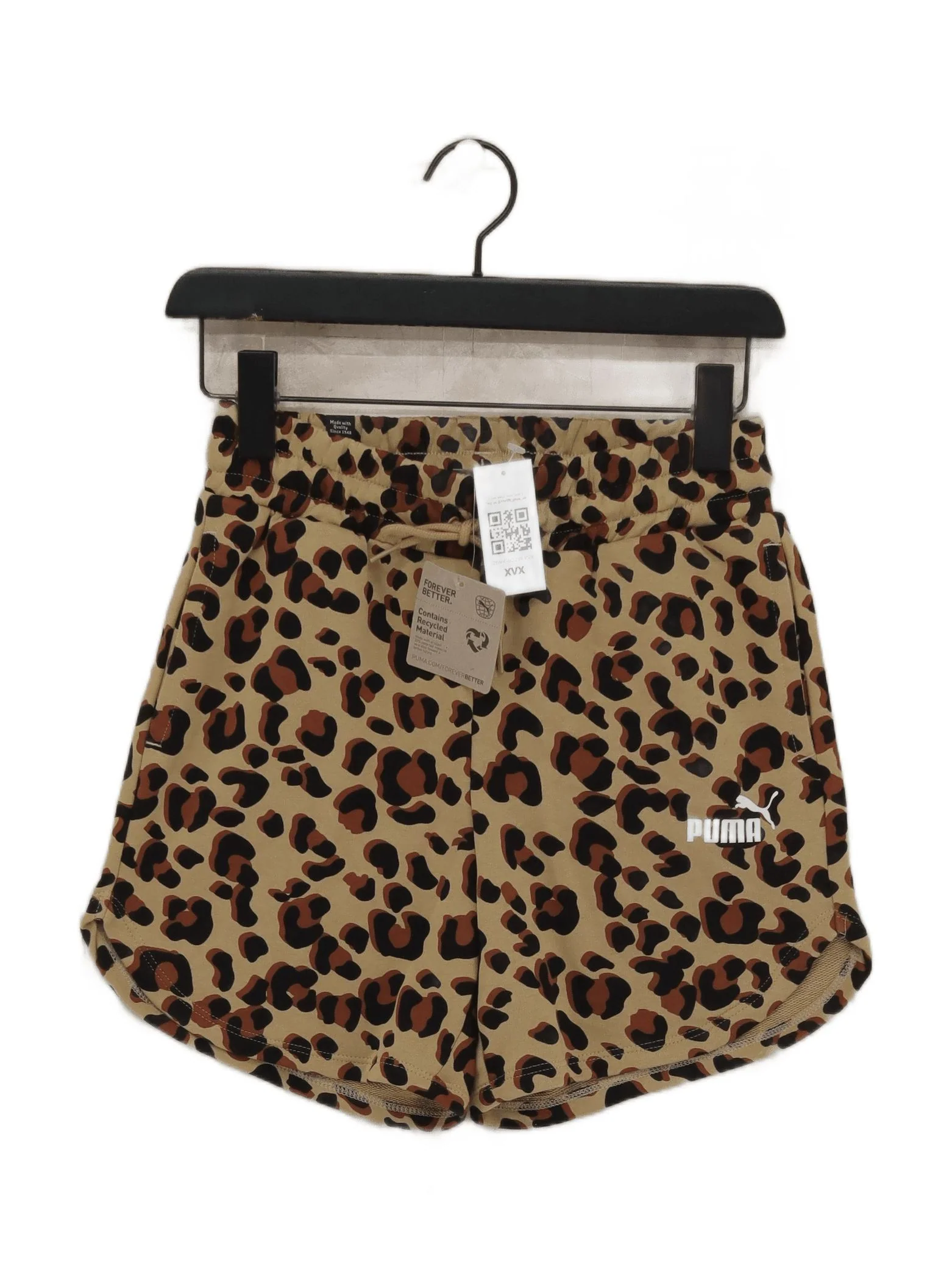 Puma Women's Shorts XS Brown Animal Print Cotton with Polyester Sweat