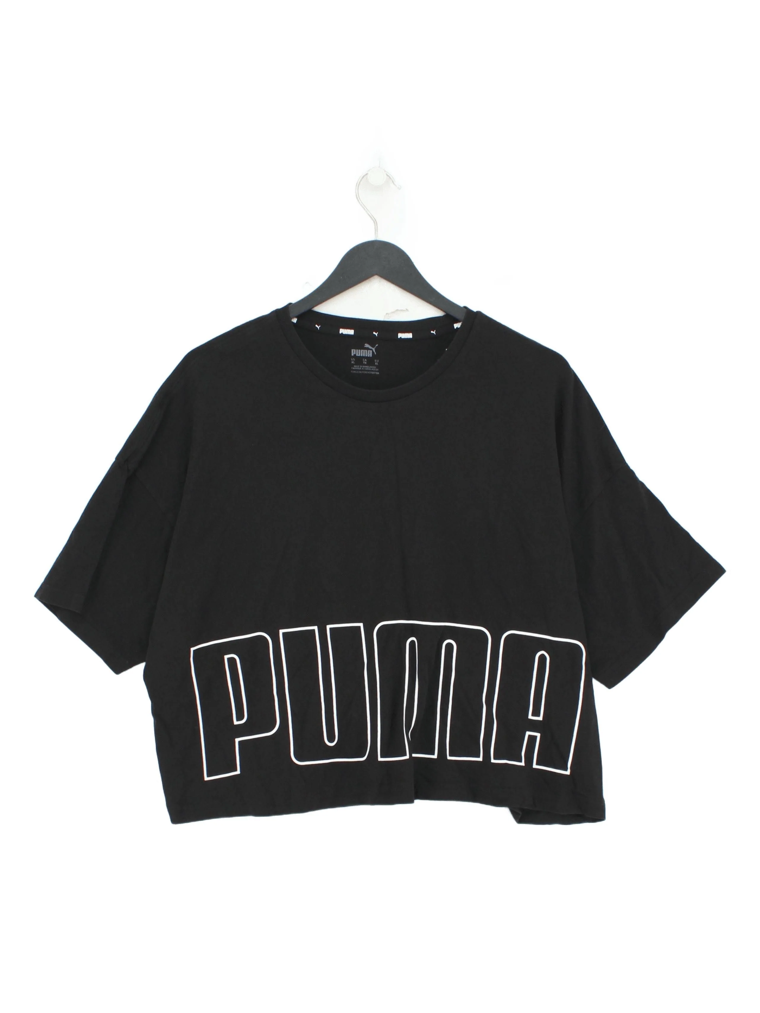 Puma Women's T-Shirt XL Black Graphic 100% Cotton Short Sleeve Round Neck Basic