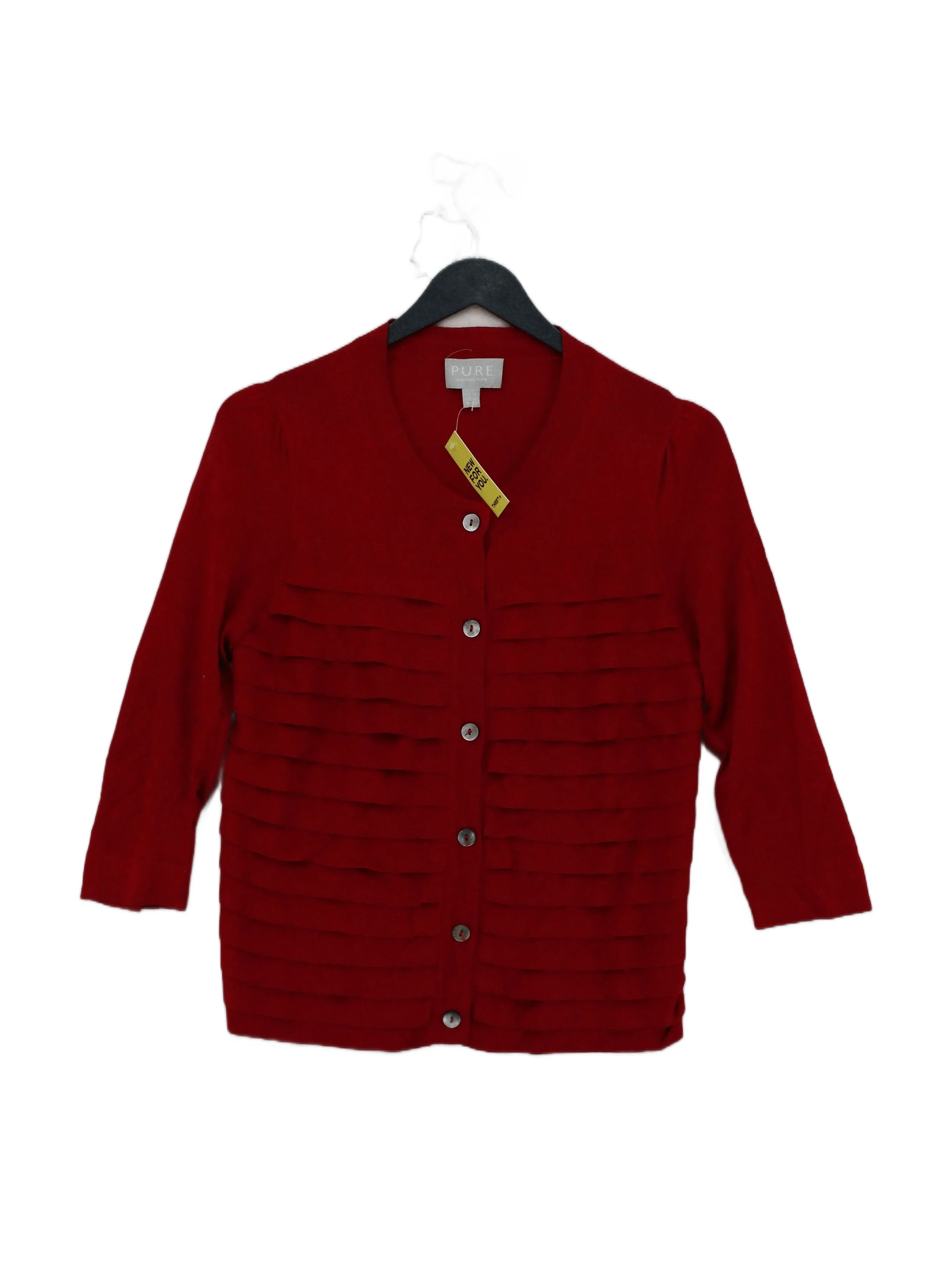 Pure Collection Women's Cardigan UK 12 Red Silk with Cashmere Cardigan