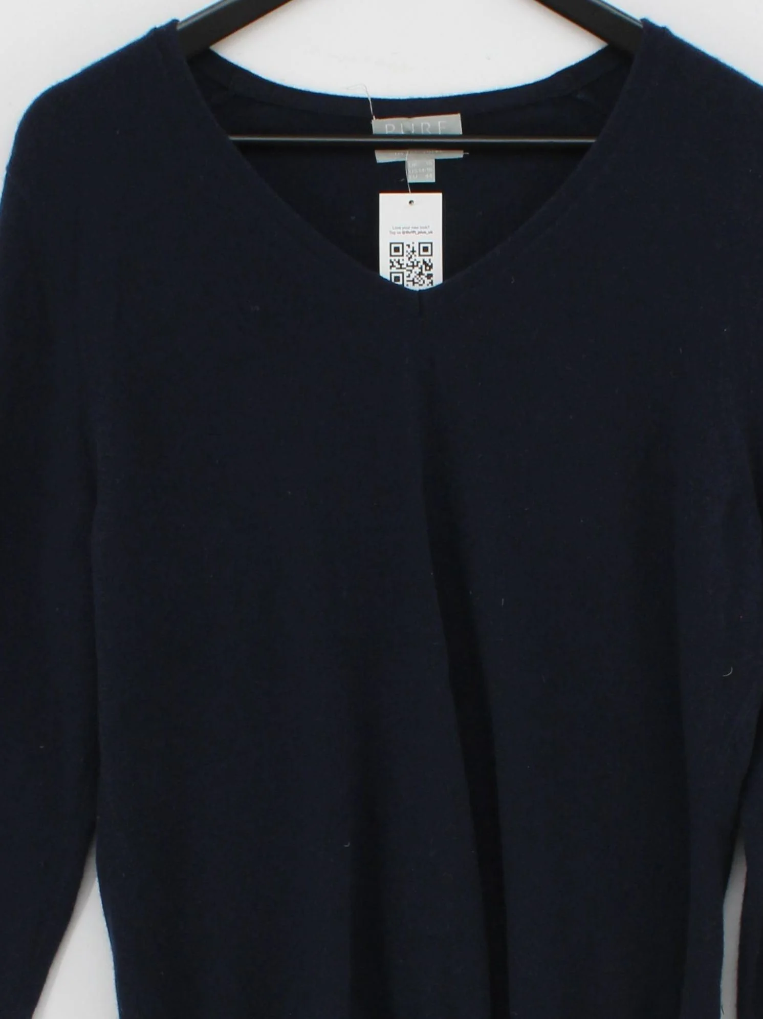 Pure Collection Women's Jumper UK 18 Blue 100% Cashmere V-Neck Pullover - Image 3