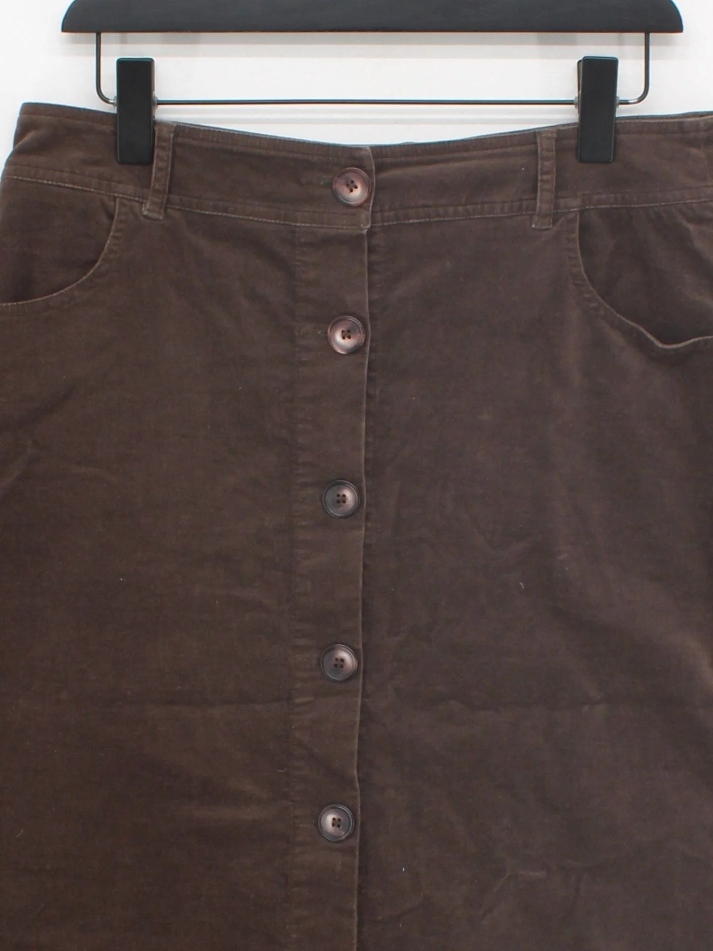 Pure Collection Women's Midi Skirt UK 14 Brown Cotton with Elastane Midi A-Line - Image 3
