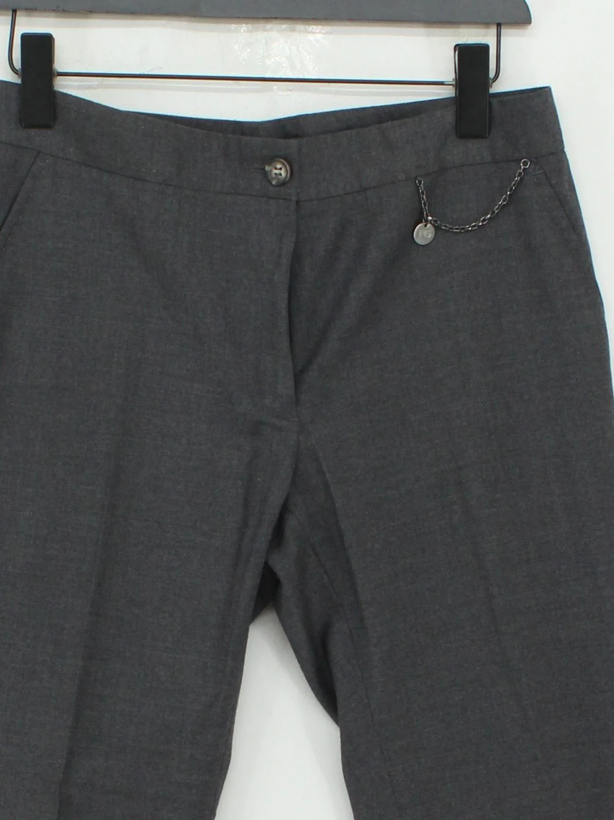 Purificacion Garcia Women's Trousers UK 12 Grey 100% Wool Straight Chino - Image 3