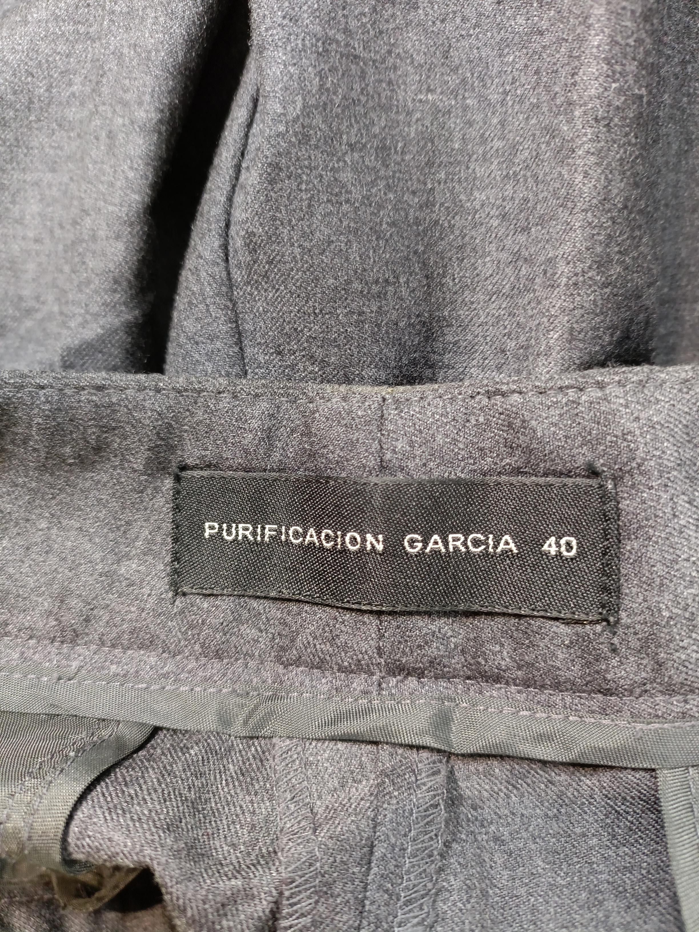 Purificacion Garcia Women's Trousers UK 12 Grey 100% Wool Straight Chino - Image 5