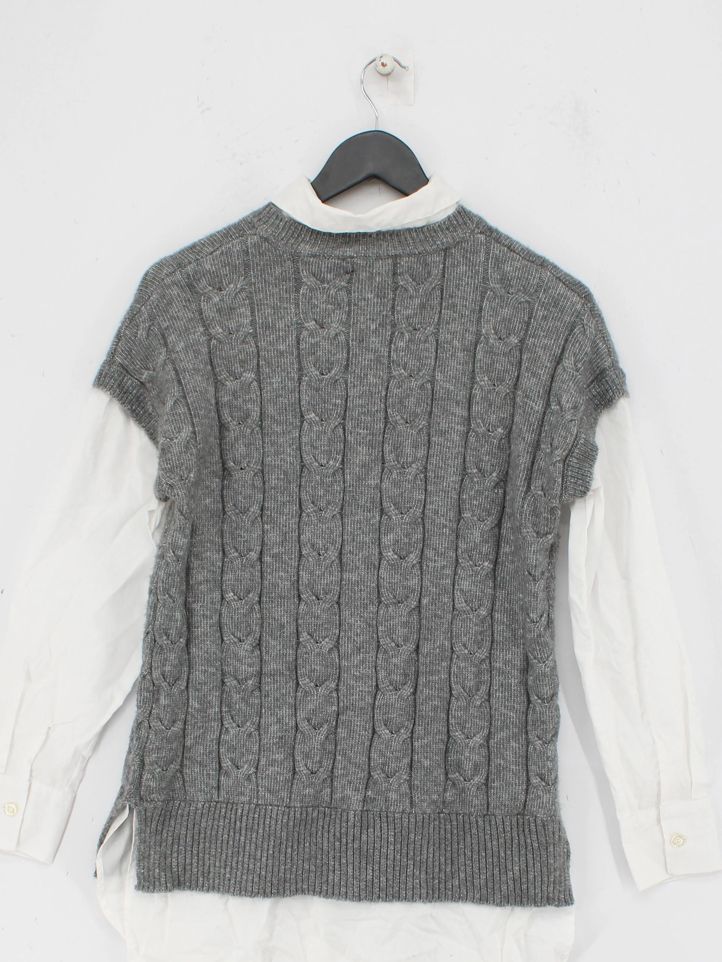 Rachel Zoe Women's Jumper XS Grey Polyester with Acrylic, Nylon V-Neck Vest - Image 2