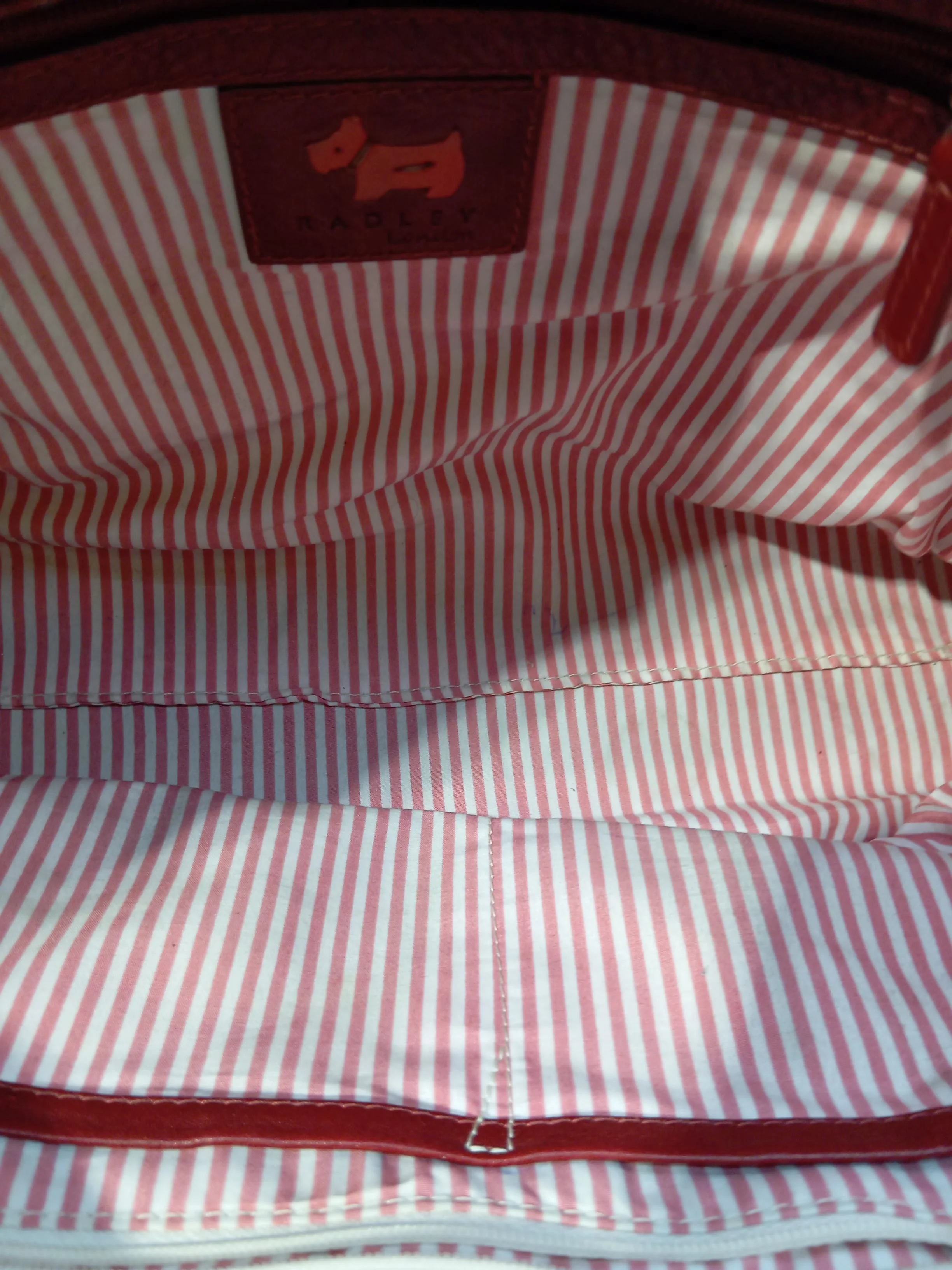 Radley London Women's Bag Red Striped 100% Leather Shoulder Bag - Image 4