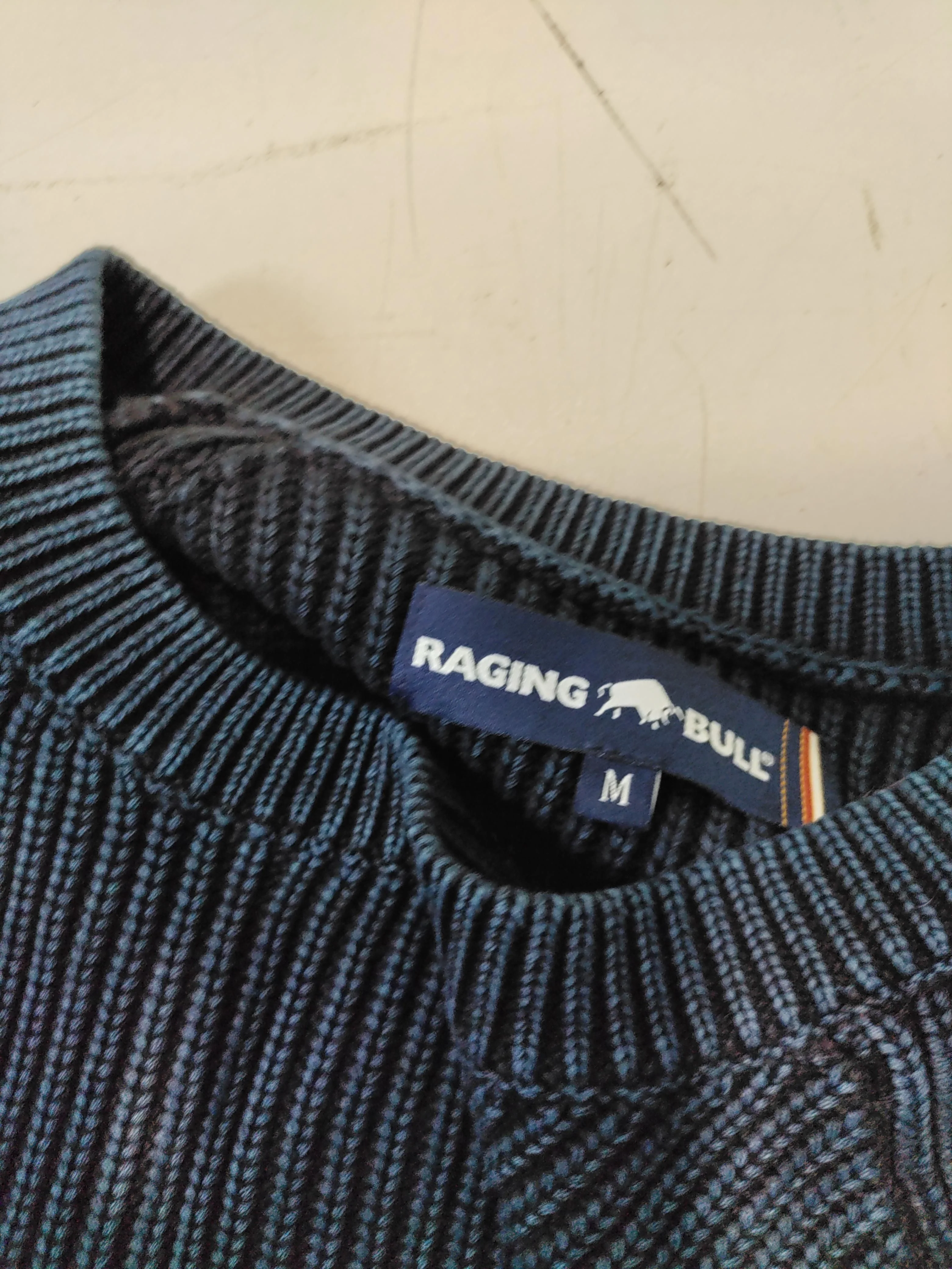 Raging Bull Men's Jumper M Blue 100% Cotton Crew Neck Pullover - Image 5