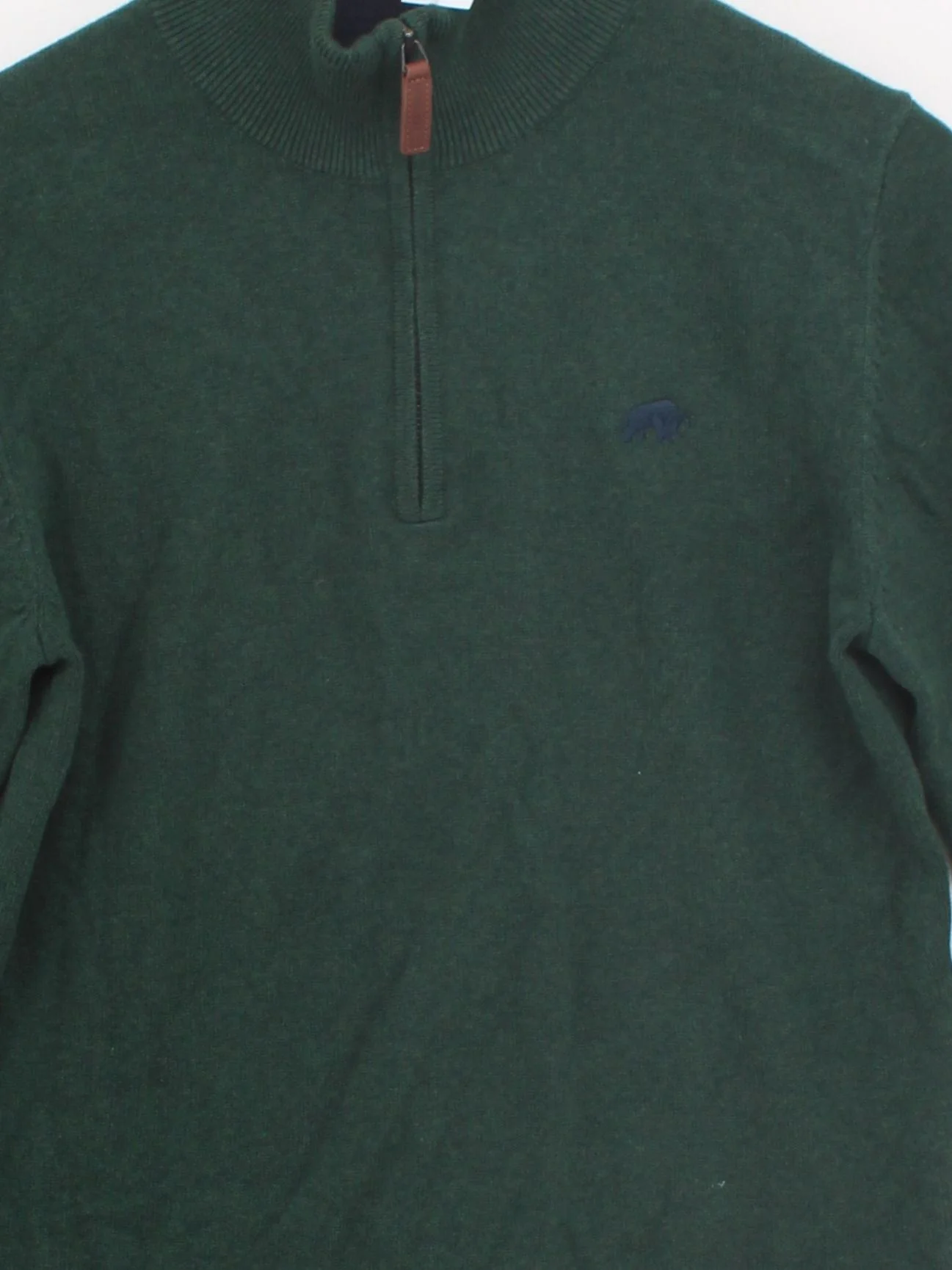 Raging Bull Men's Jumper S Green Cotton with Cashmere Mock Neck Pullover - Image 3