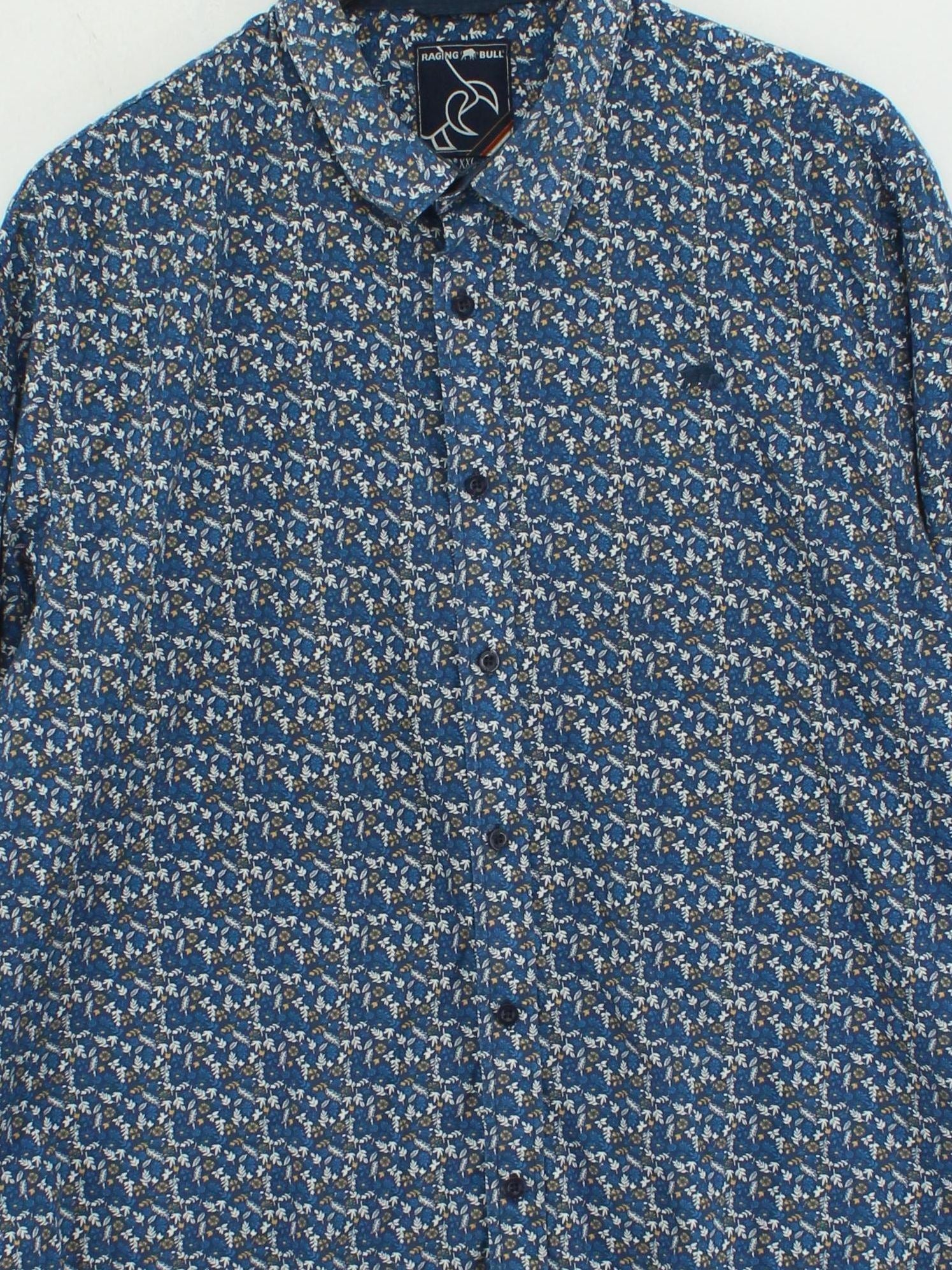 Raging Bull Men's Shirt XXL Blue Floral 100% Cotton Basic - Image 3