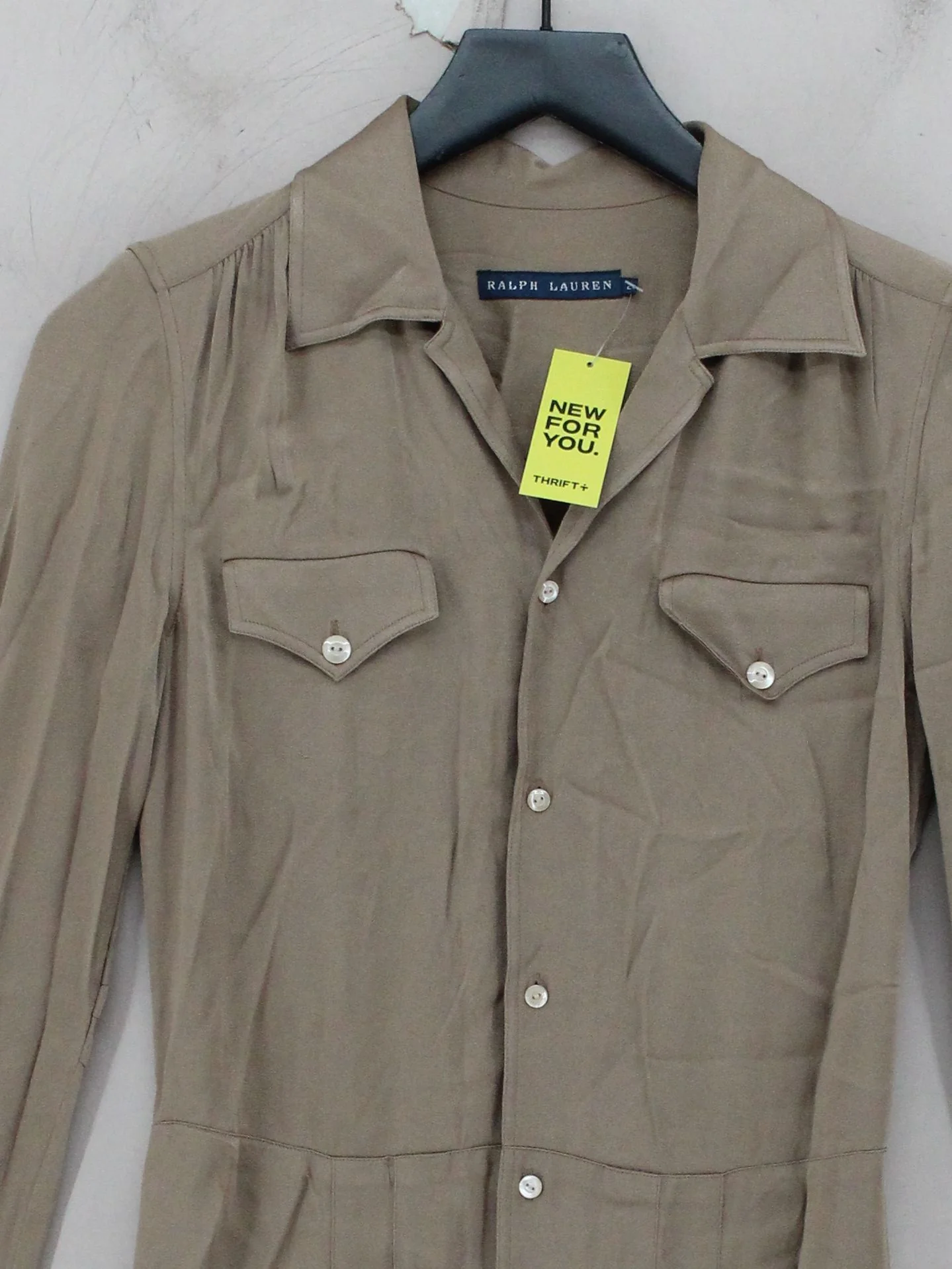 Ralph Lauren Shirt Mini Dress in Tan - Image 3