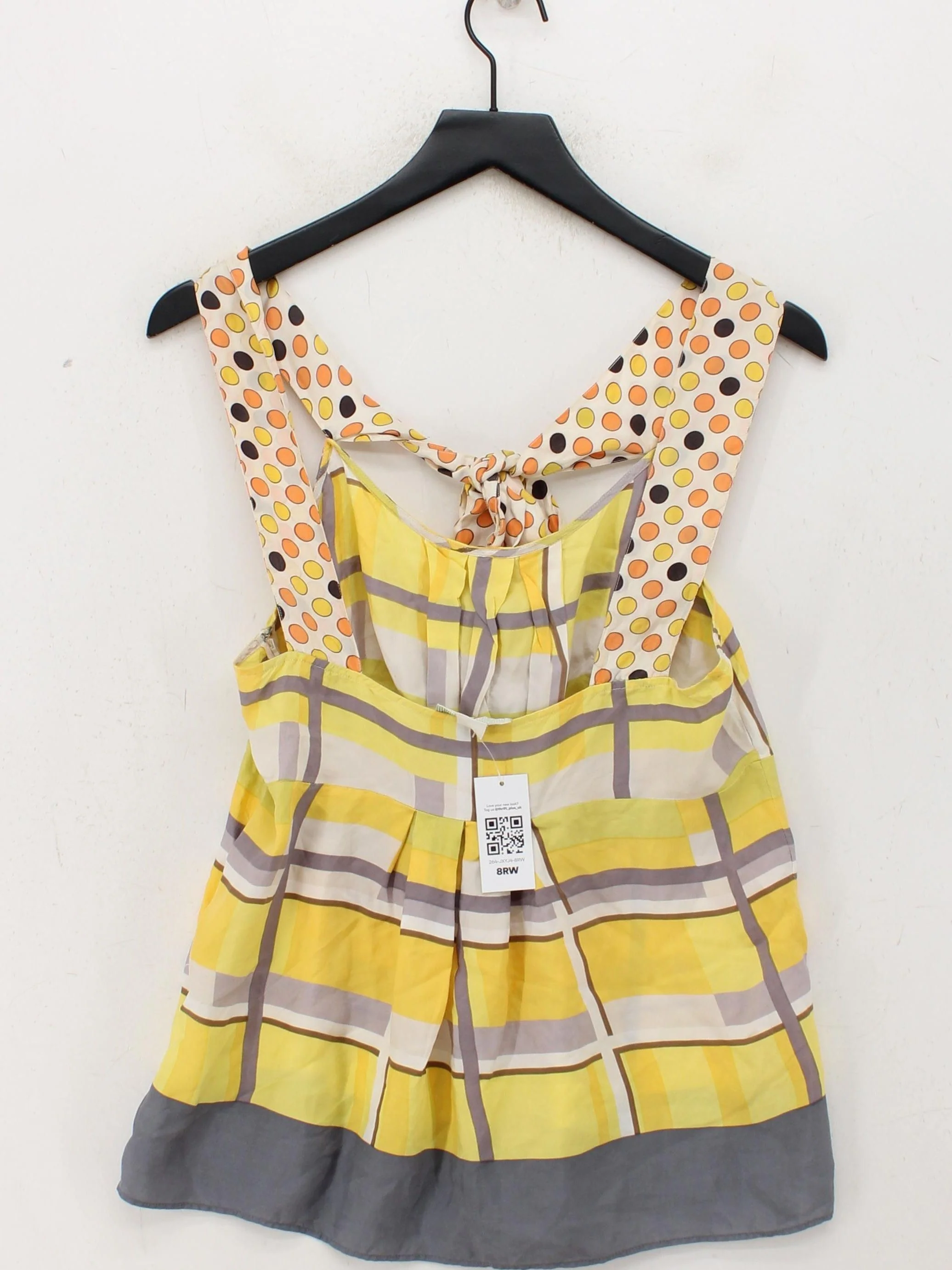 Ralph Lauren Women's Top UK 10 Multi Striped 100% Silk Sleeveless V-Neck Basic - Image 2