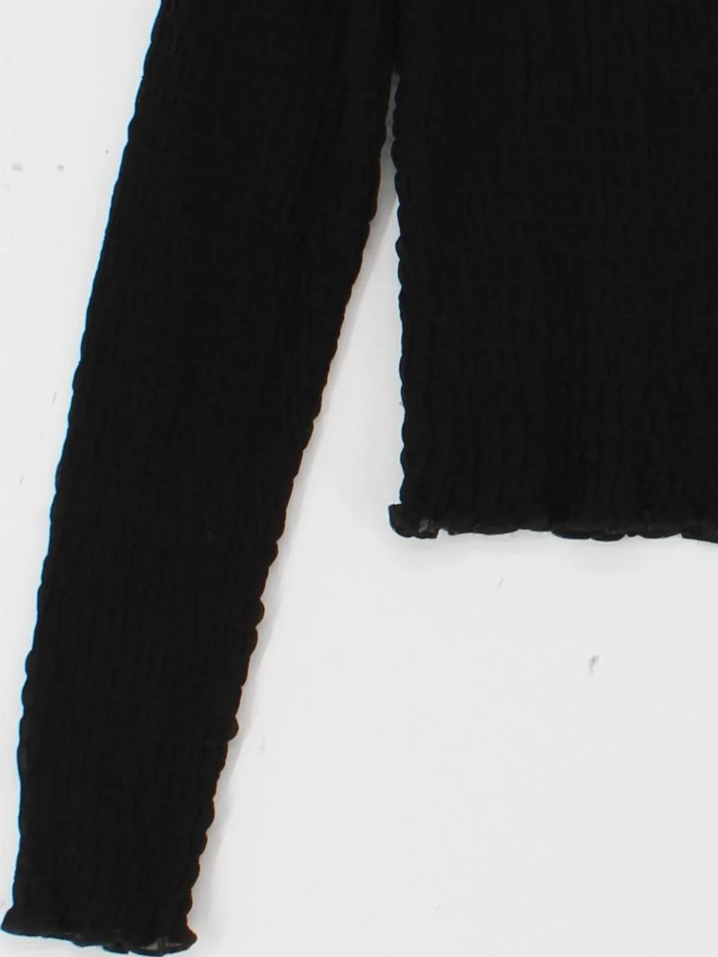 Realisation Women's Top M Black 100% Silk Long Sleeve Round Neck Cropped - Image 4