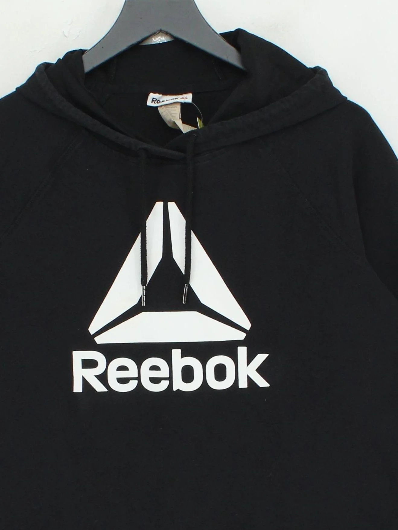 Reebok Women's Hoodie M Black Graphic Cotton with Polyester, Elastane Pullover - Image 3