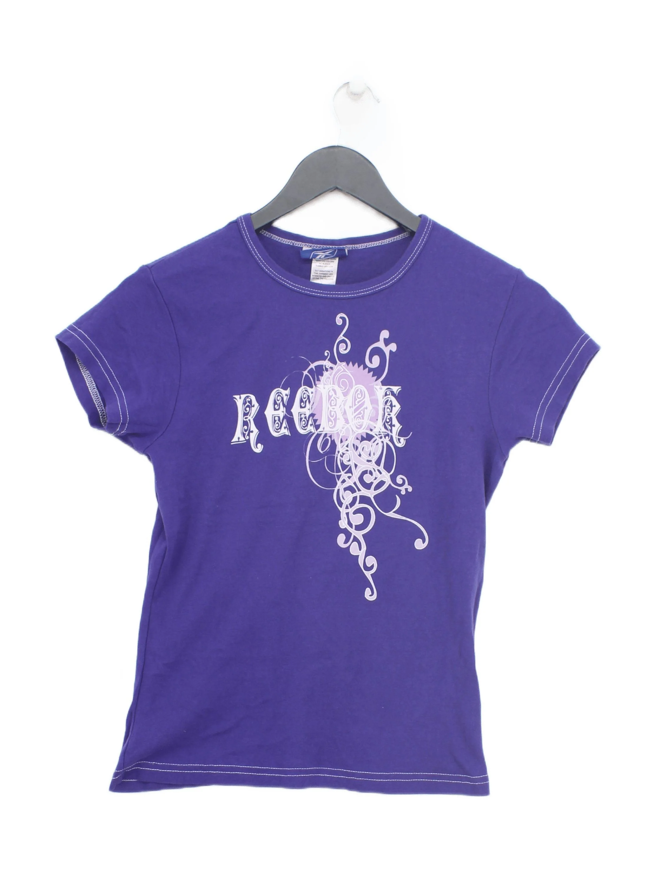Reebok Women's T-Shirt M Purple Graphic 100% Cotton Short Sleeve Crew Neck Basic