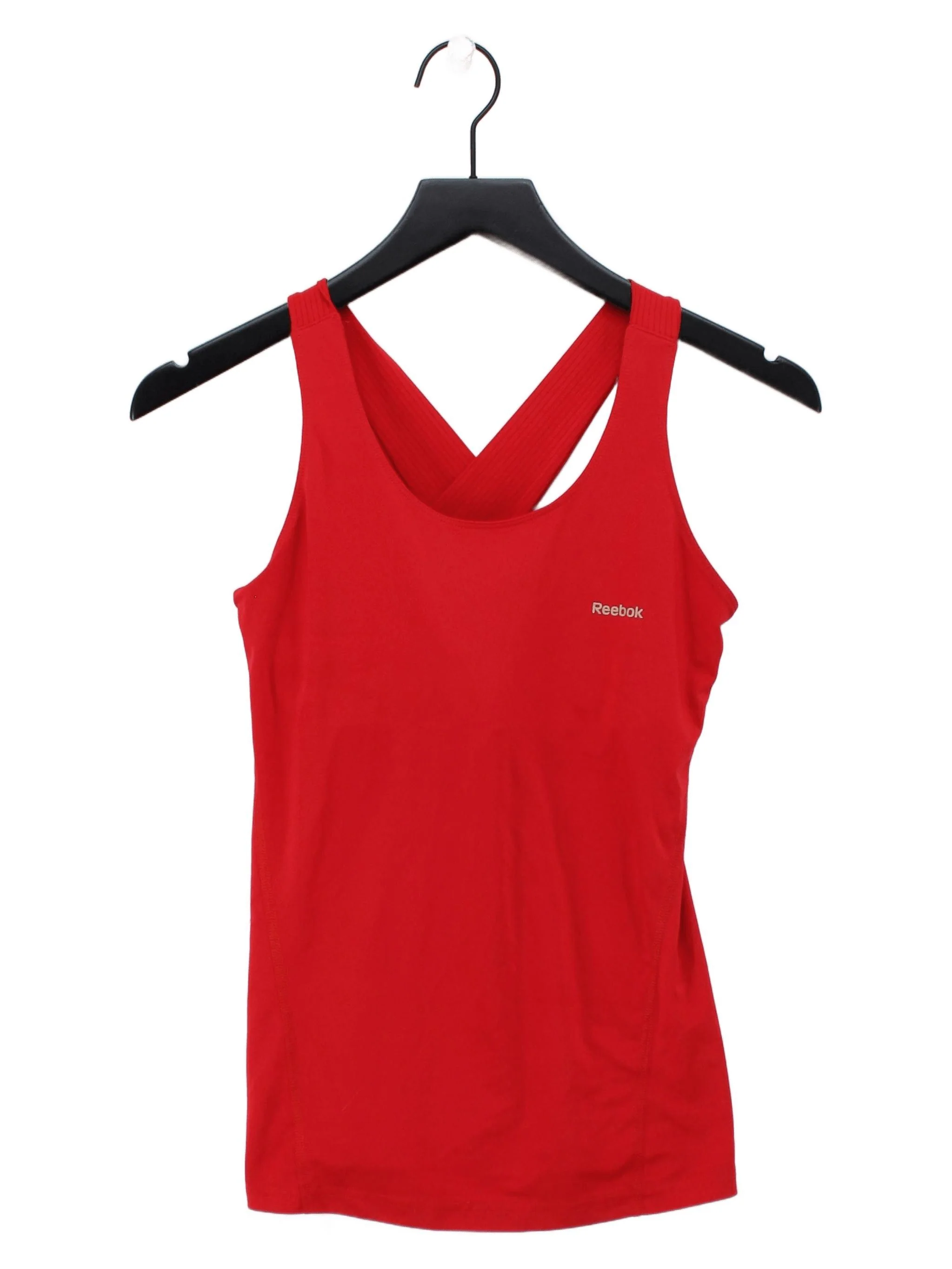 Reebok Women's T-Shirt S Red Nylon with Elastane Sleeveless Basic