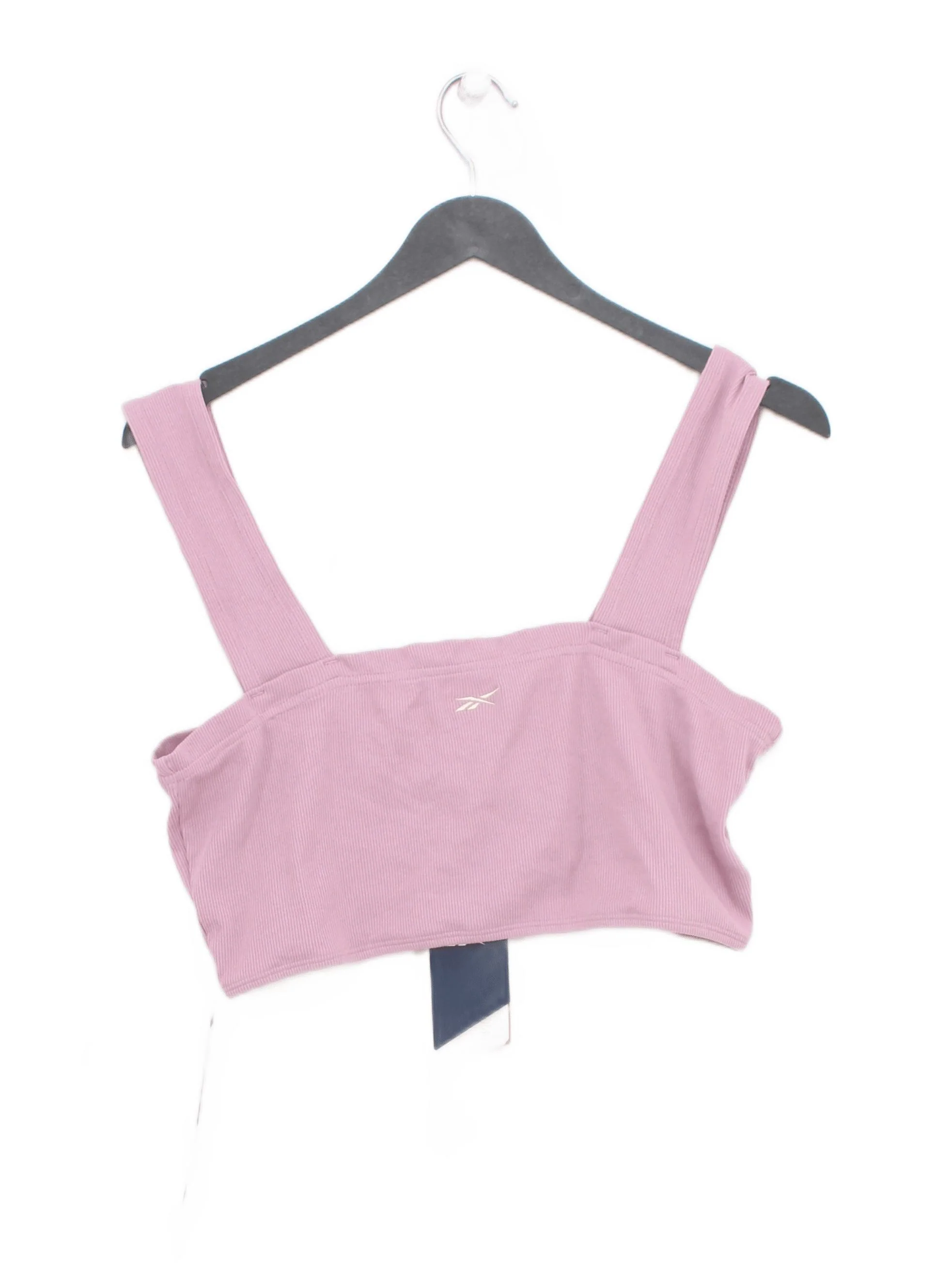 Reebok Women's Top L Pink Cotton with Elastane Sleeveless Square Neck Cropped