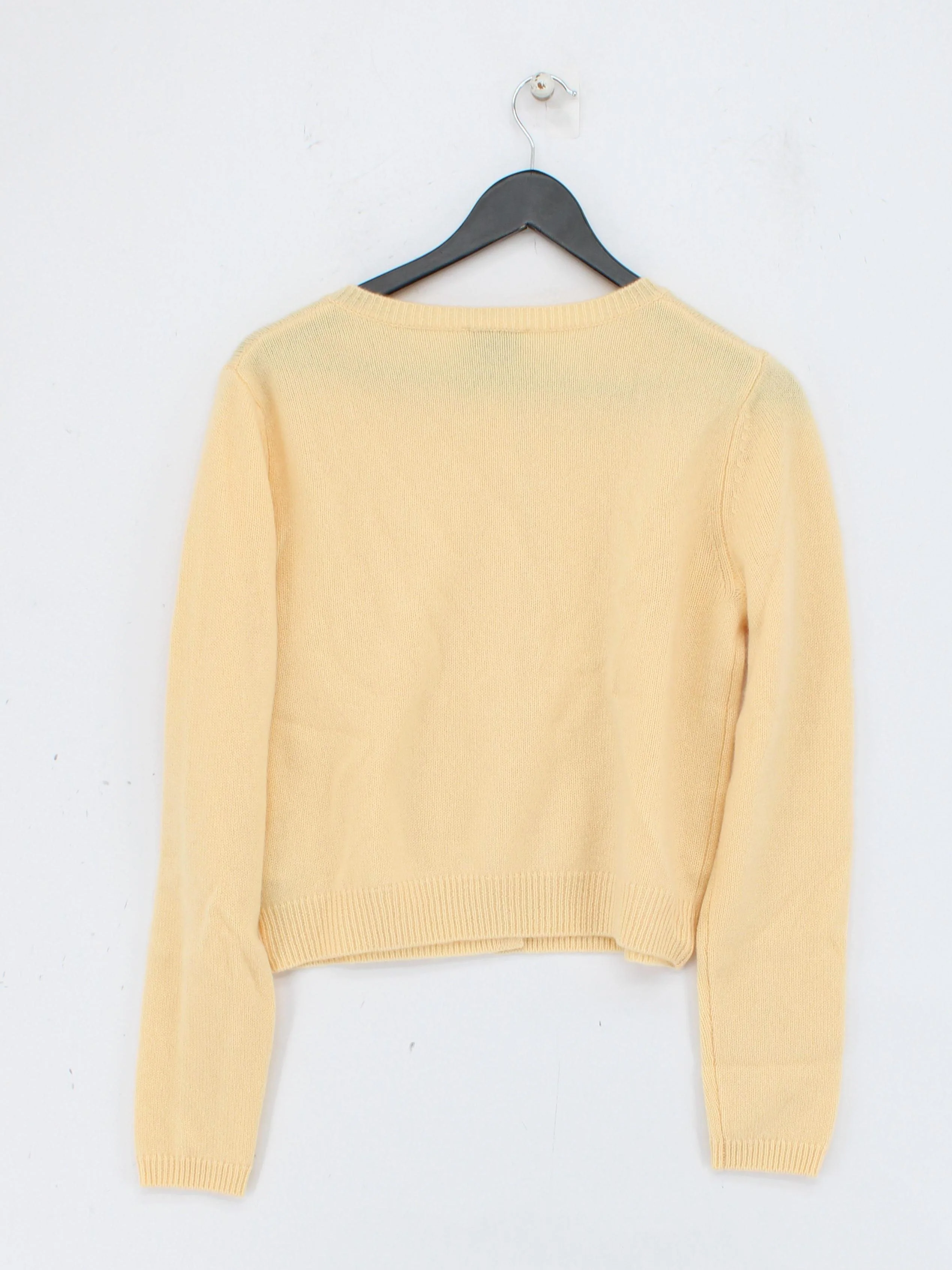 Reformation Women's Cardigan S Yellow Cashmere with Wool Round Neck Cardigan - Image 2