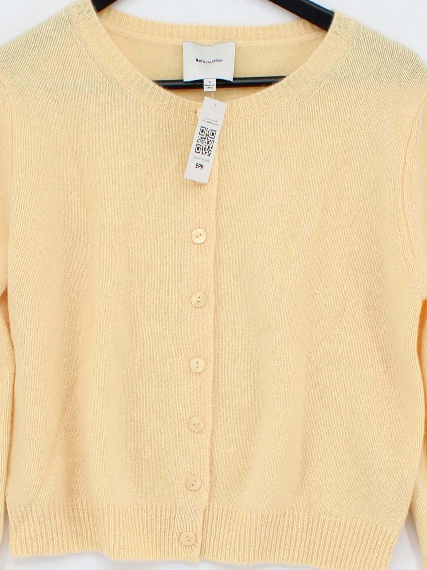 Reformation Women's Cardigan S Yellow Cashmere with Wool Round Neck Cardigan - Image 3