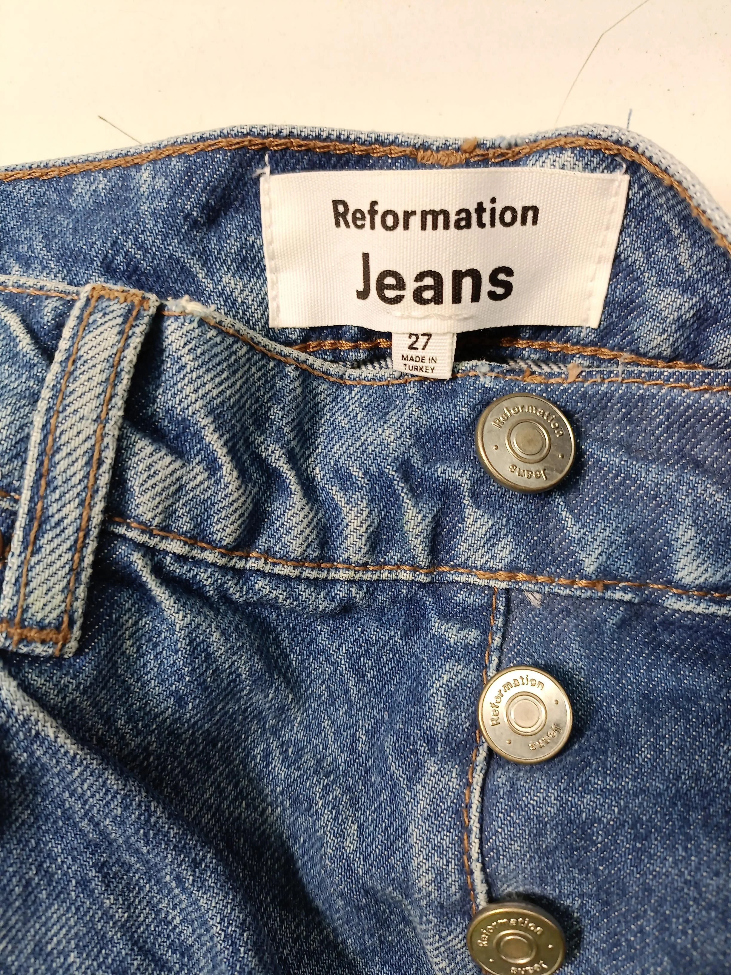 Reformation Women's Jeans W 27 in Blue Cotton with Lyocell Modal Straight - Image 5