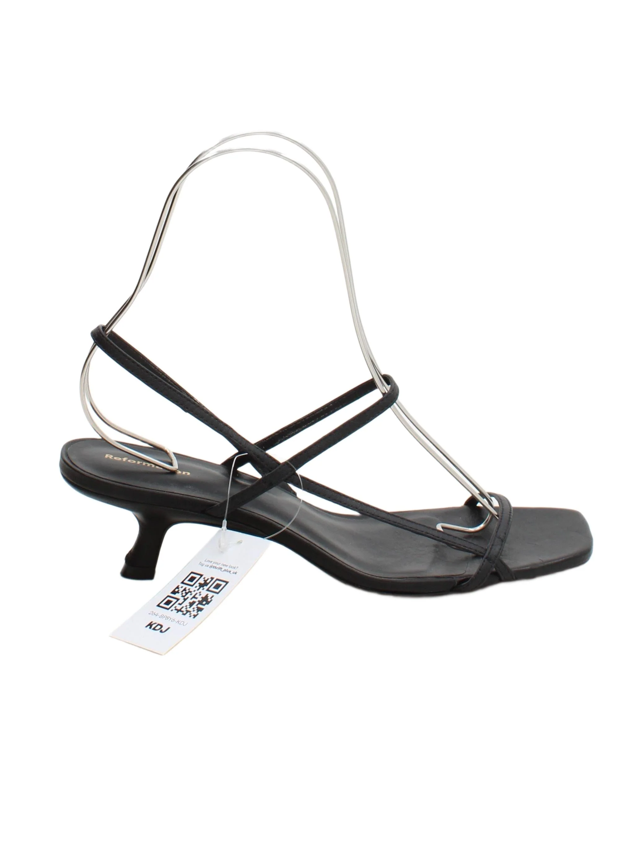 Reformation Women's Sandals UK 7 Black 100% Leather Strappy