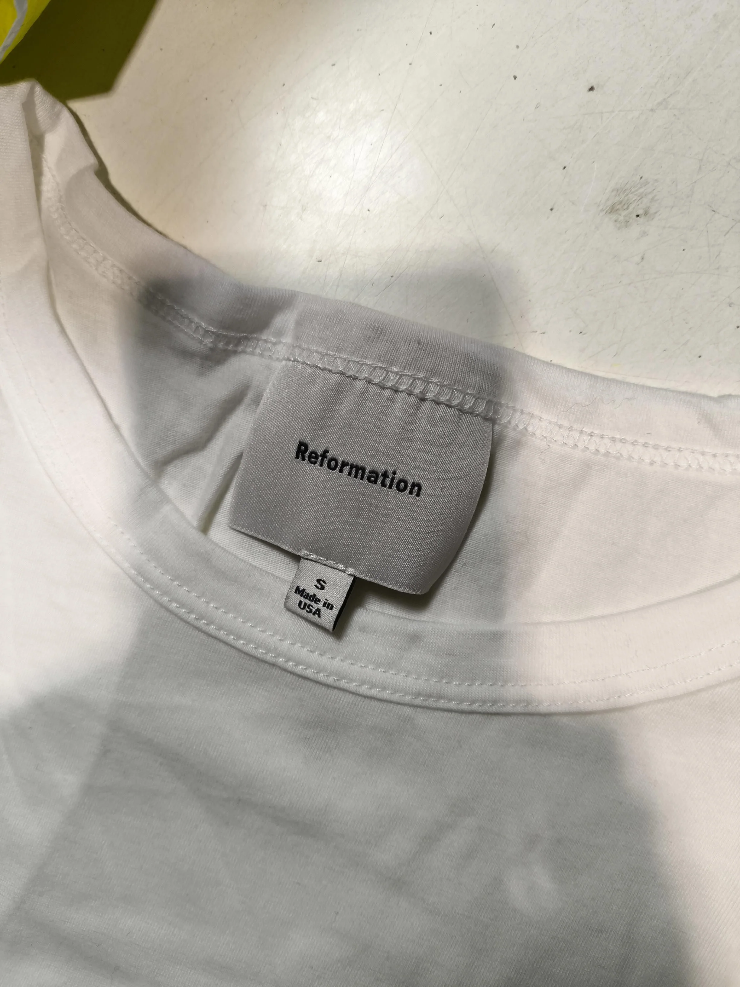 Reformation Women's T-Shirt S White Cotton with Lyocell Modal Basic - Image 5