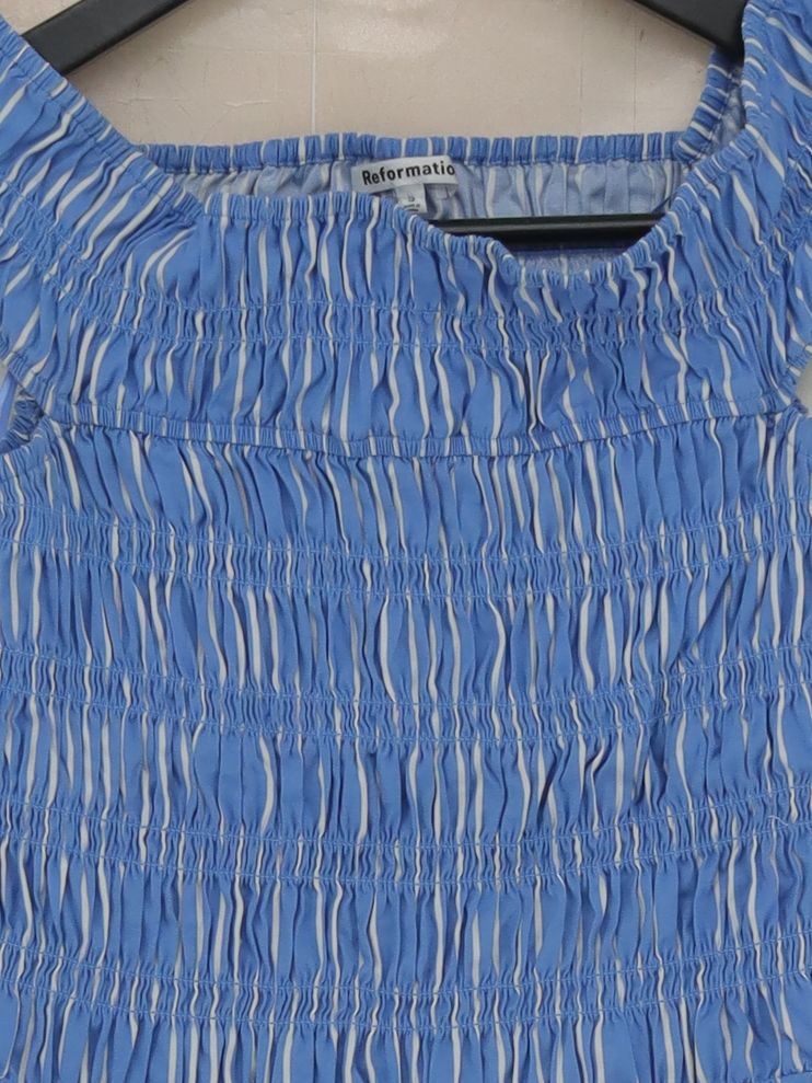Reformation Women's Top S Blue Cotton with Spandex Cropped - Image 3