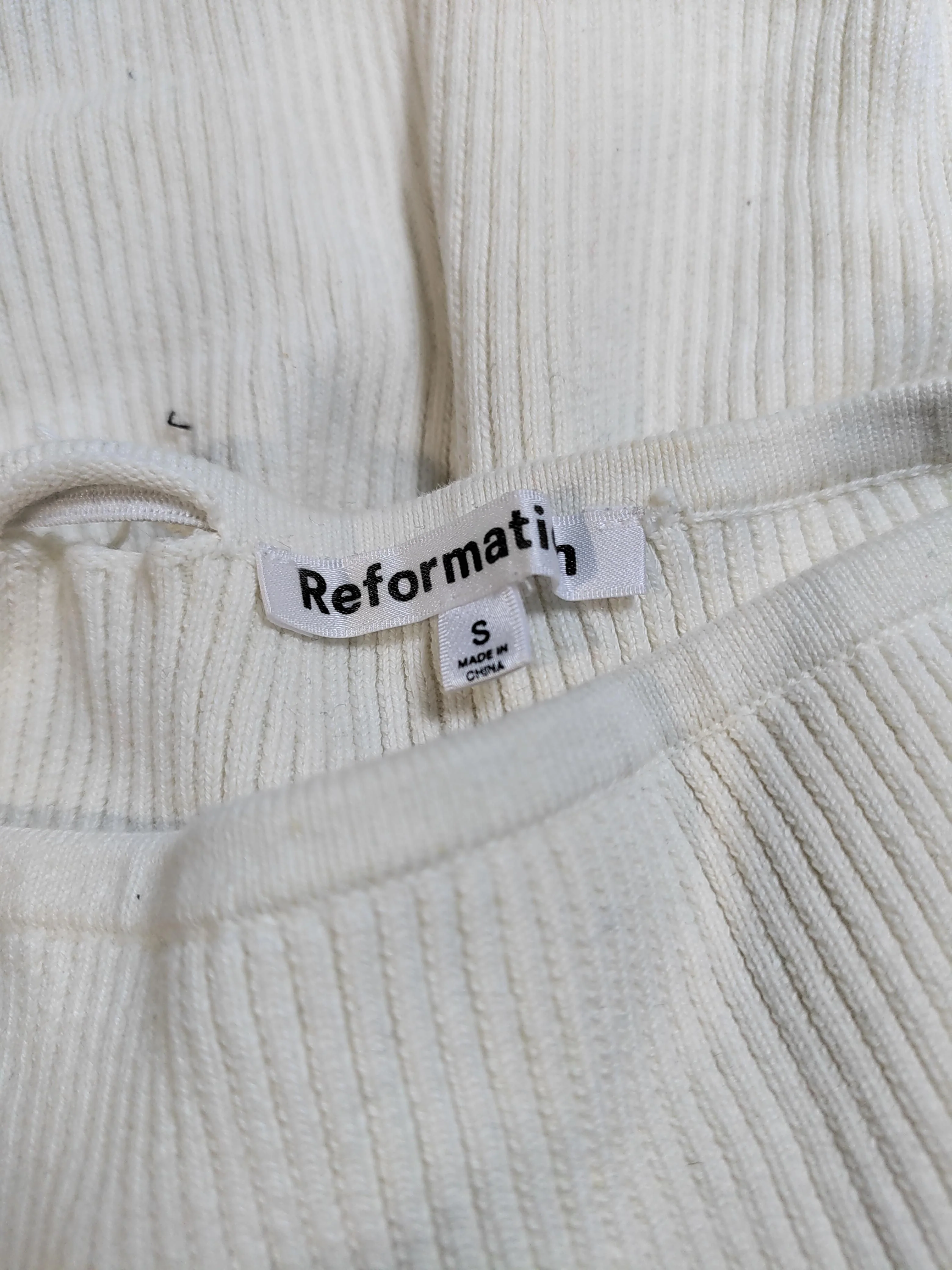 Reformation Women's Top S White 100% Other Short Sleeve Square Neck Basic - Image 7