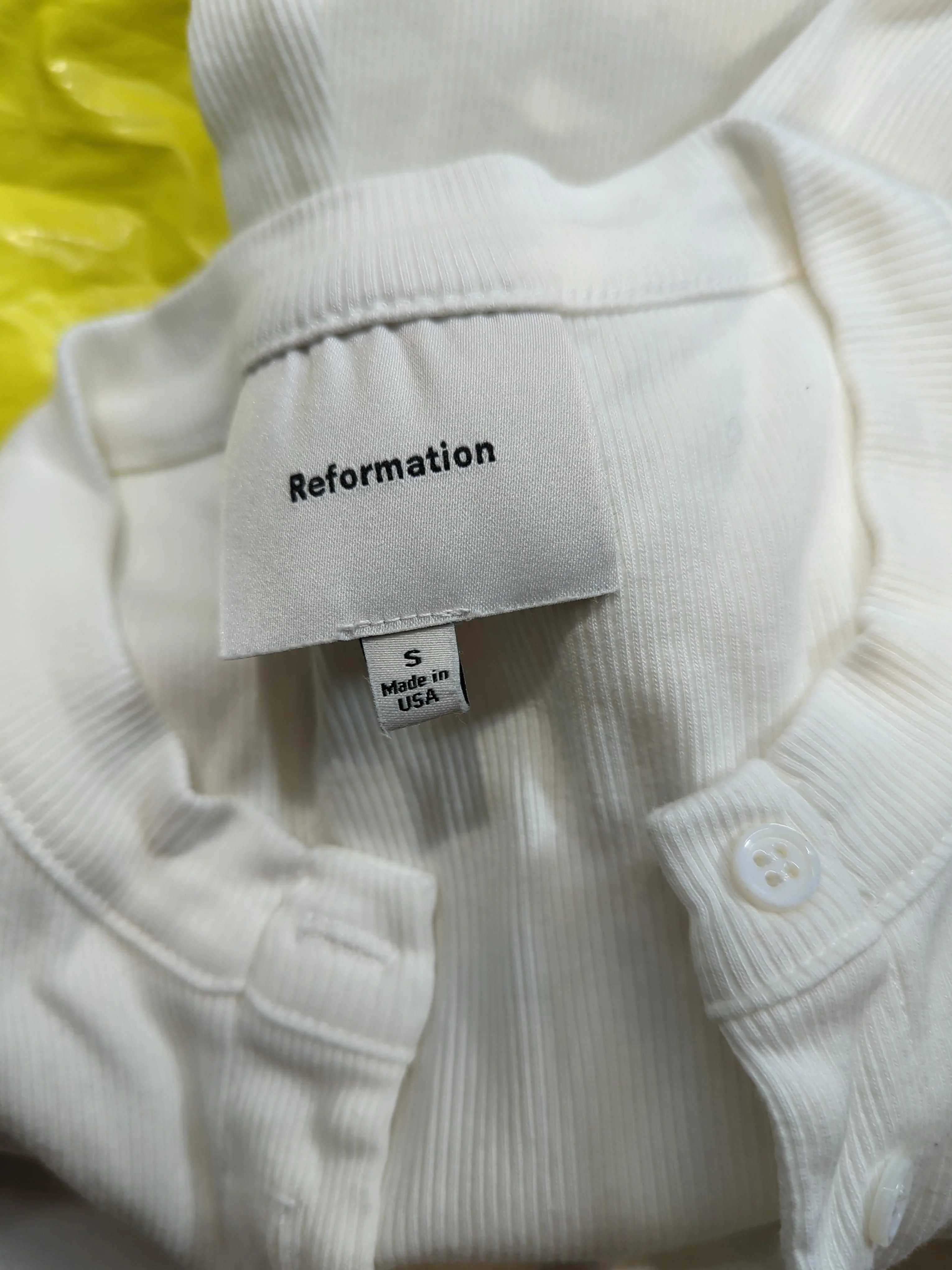 Reformation Women's Top S White Cotton with Spandex Short Sleeve Crew Neck Basic - Image 5